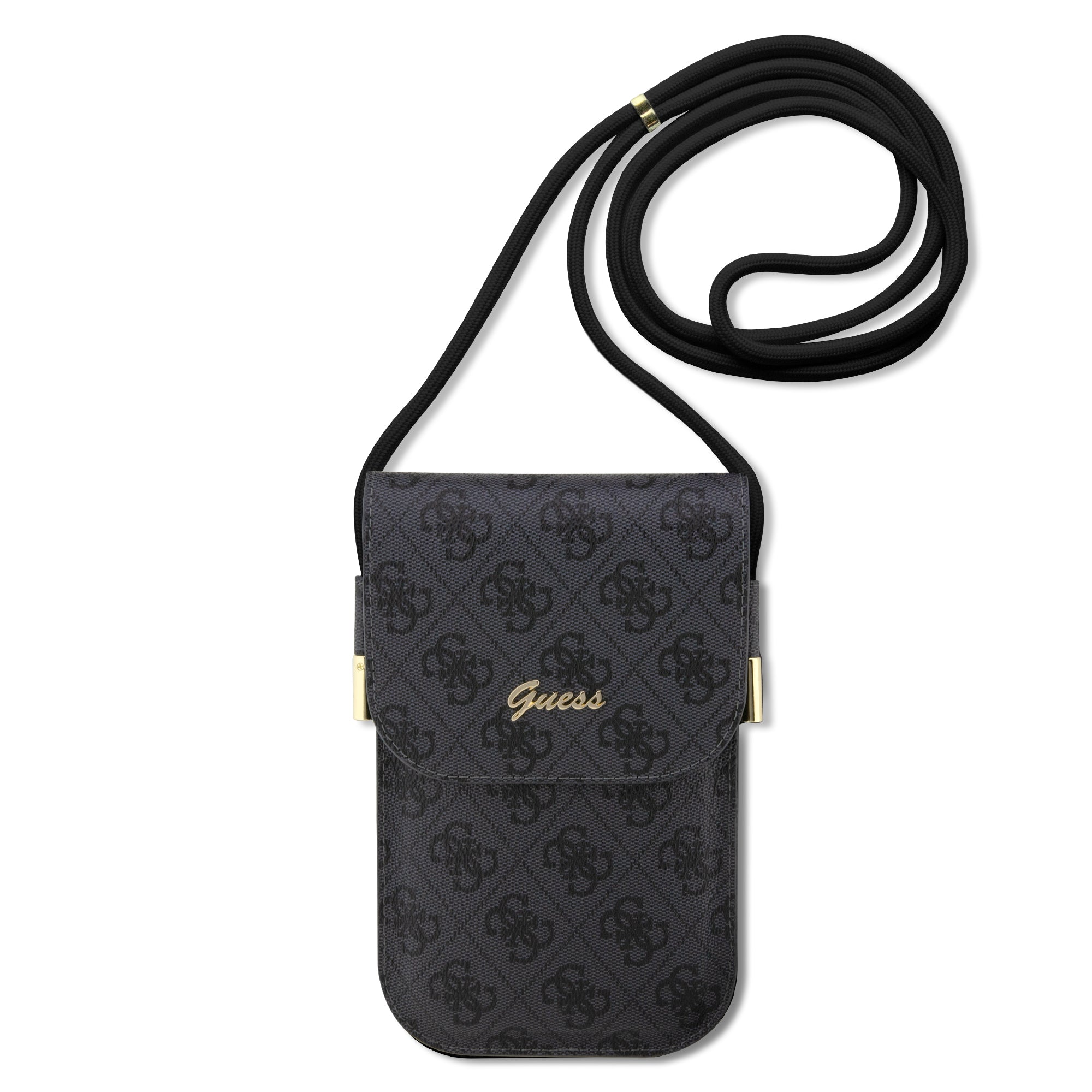 Guess “4G Logo Collection” Script Metal Logo Pouch With Cord Τσαντάκι Κατάλληλο Για Smartphone Small / Medium (170X95Mm) Με Κορδονάκι (Black – Guowbp4Snsk) – Θήκη για κινητό από το PhoneBazaar.gr