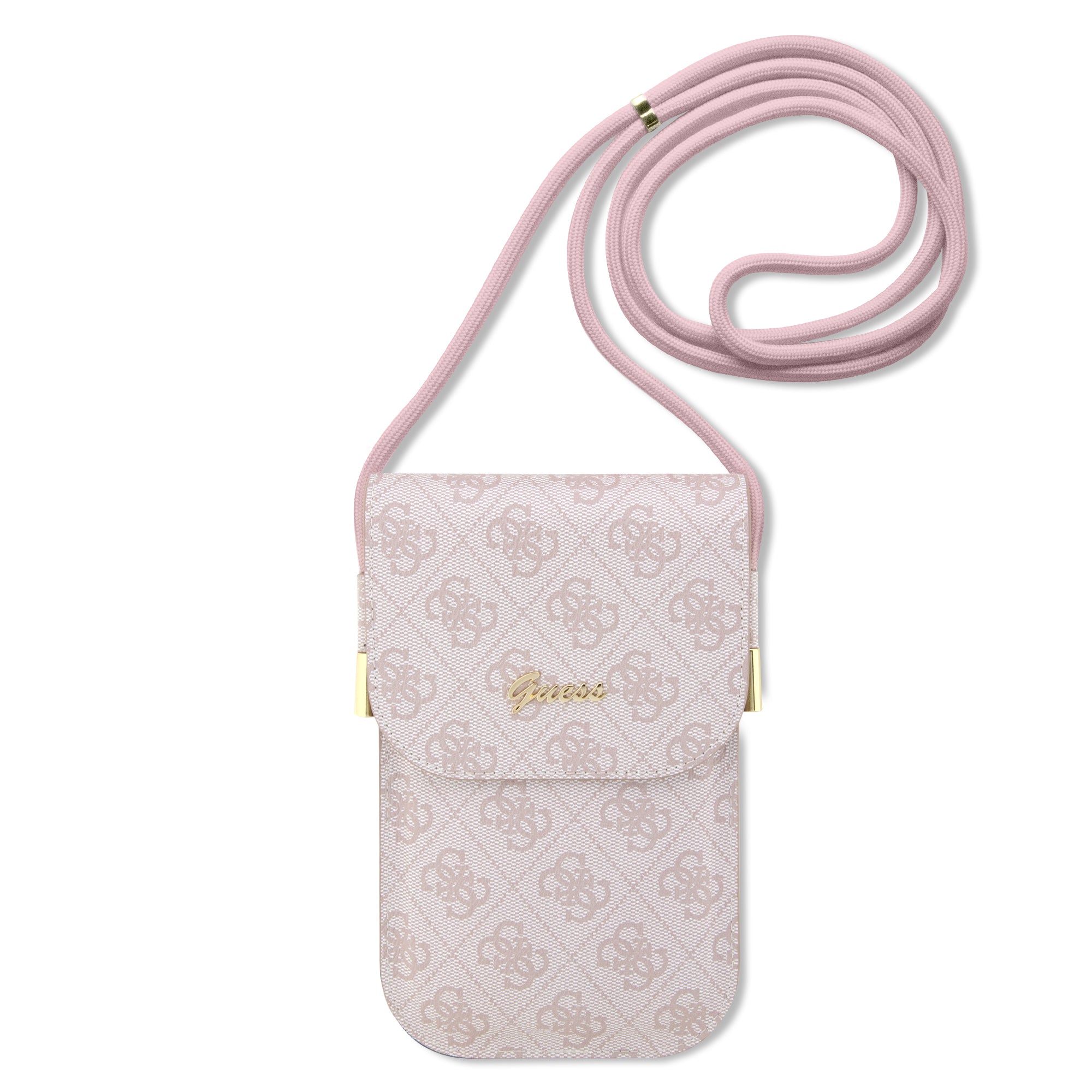 Guess “4G Logo Collection” Script Metal Logo Pouch With Cord Τσαντάκι Κατάλληλο Για Smartphone Small / Medium (170X95Mm) Με Κορδονάκι (Pink – Guowbp4Snsp) – Θήκη για κινητό από το PhoneBazaar.gr