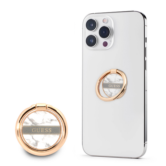 Guess 4G Ring Stand Μοντέρνο Pop Holder Για Smartphone Σε Λευκό/Χρυσό/Μάρμαρο – Θήκη για κινητό από το PhoneBazaar.gr