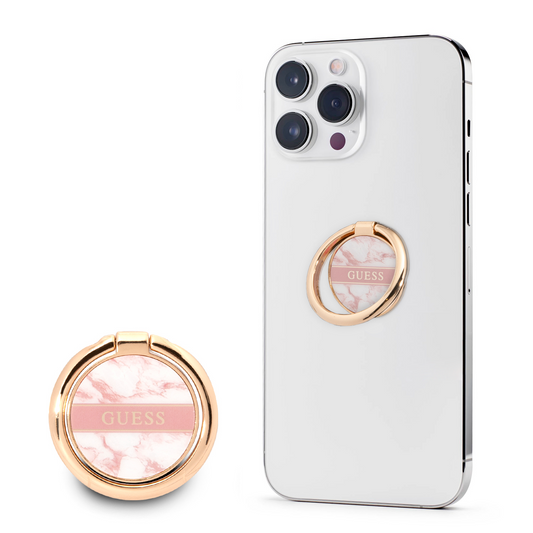 Guess 4G Ring Stand Μοντέρνο Pop Holder Για Smartphone Σε Ροζ/Χρυσό/Μάρμαρο – Θήκη για κινητό από το PhoneBazaar.gr