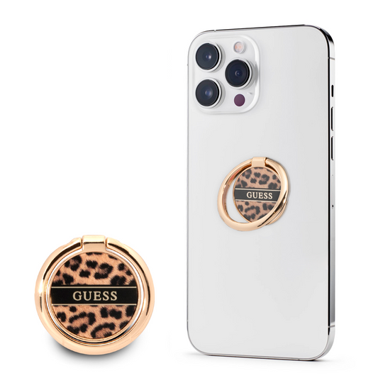 Guess 4G Ring Stand Μοντέρνο Pop Holder Για Smartphone Σε Χρυσό/Leopard – Θήκη για κινητό από το PhoneBazaar.gr