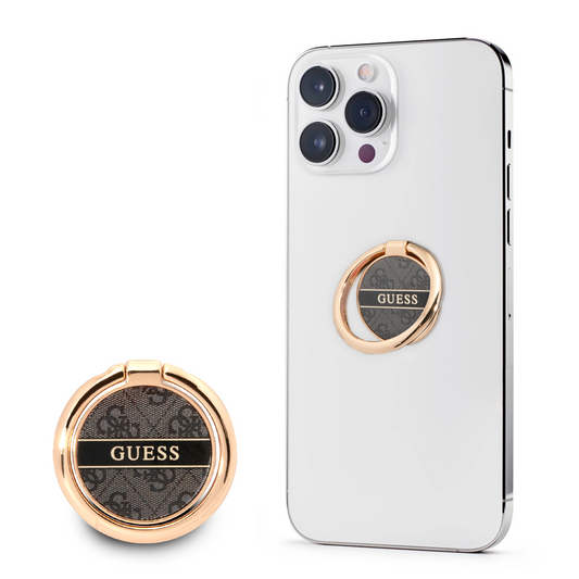 Guess 4G Ring Stand Μοντέρνο Pop Holder Για Smartphone Σε Μαύρο/Καφέ/Χρυσό – Θήκη για κινητό από το PhoneBazaar.gr