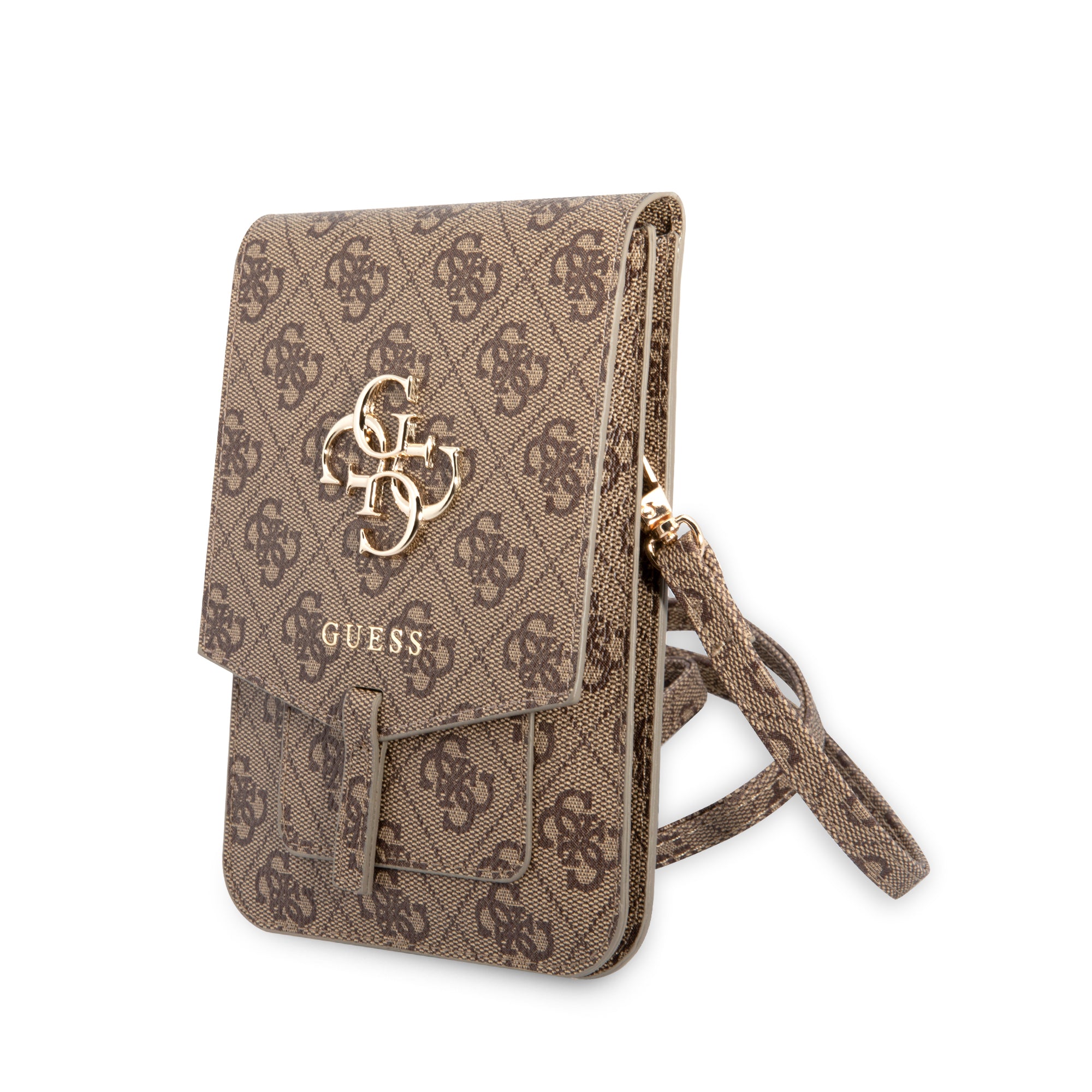 Guess “Wallet Bag 4G Big Logo” Pouch With Cord Τσαντάκι Κατάλληλο Για Smartphone Small / Medium (170X95Mm) Με Κορδονάκι (Καφέ – Guwbg4Gfbr) – Θήκη για κινητό από το PhoneBazaar.gr