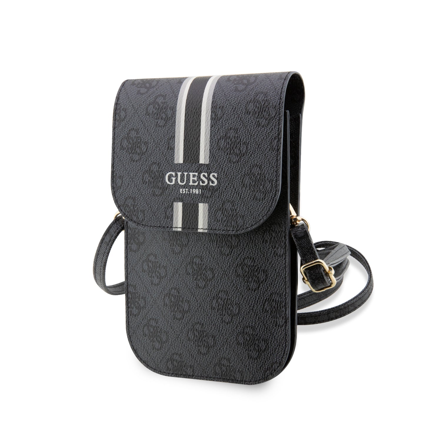 Guess “Wallet 4G Stripes” Pouch With Cord Τσαντάκι Κατάλληλο Για Smartphone Small / Medium (170X95Mm) Με Κορδονάκι (Μαύρο – Guwbp4Rpsk) – Θήκη για κινητό από το PhoneBazaar.gr