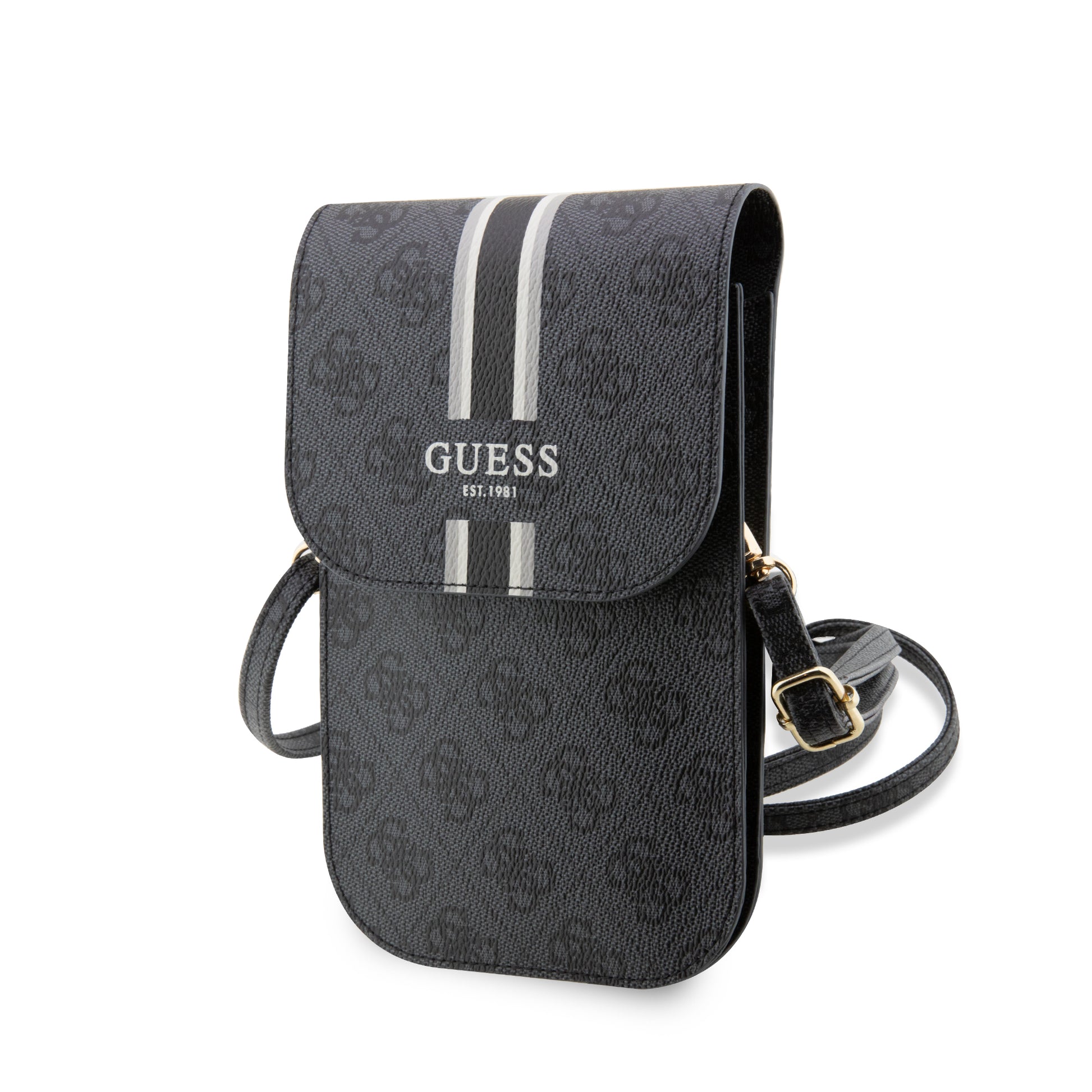 Guess “Wallet 4G Stripes” Pouch With Cord Τσαντάκι Κατάλληλο Για Smartphone Small / Medium (170X95Mm) Με Κορδονάκι (Μαύρο – Guwbp4Rpsk) – Θήκη για κινητό από το PhoneBazaar.gr