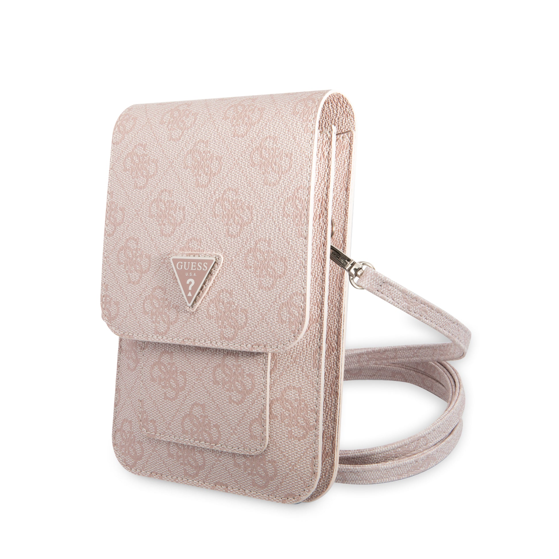 Guess “Wallet 4G Triangle Stripes” Pouch With Cord Τσαντάκι Κατάλληλο Για Smartphone Small / Medium (170X95Mm) Με Κορδονάκι (Ροζ – Guwbp4Tmpi) – Θήκη για κινητό από το PhoneBazaar.gr