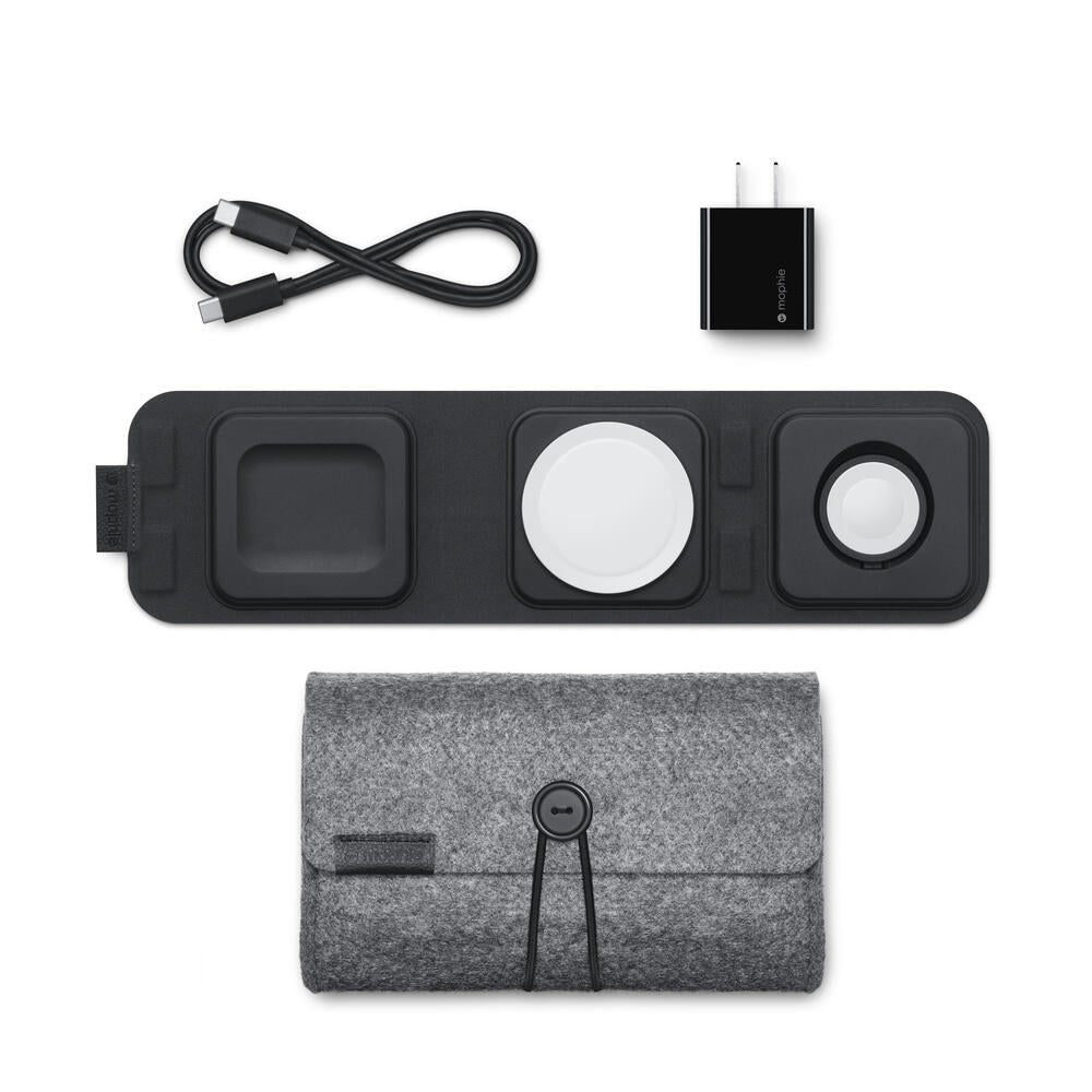 Mophie 2-in-1 Snap+ Travel Charger with Snap Adapter Μαγνητικός πολυφορτιστής ταξιδίου ισχύος 15W σε χρώμα μαύρο/γκρι