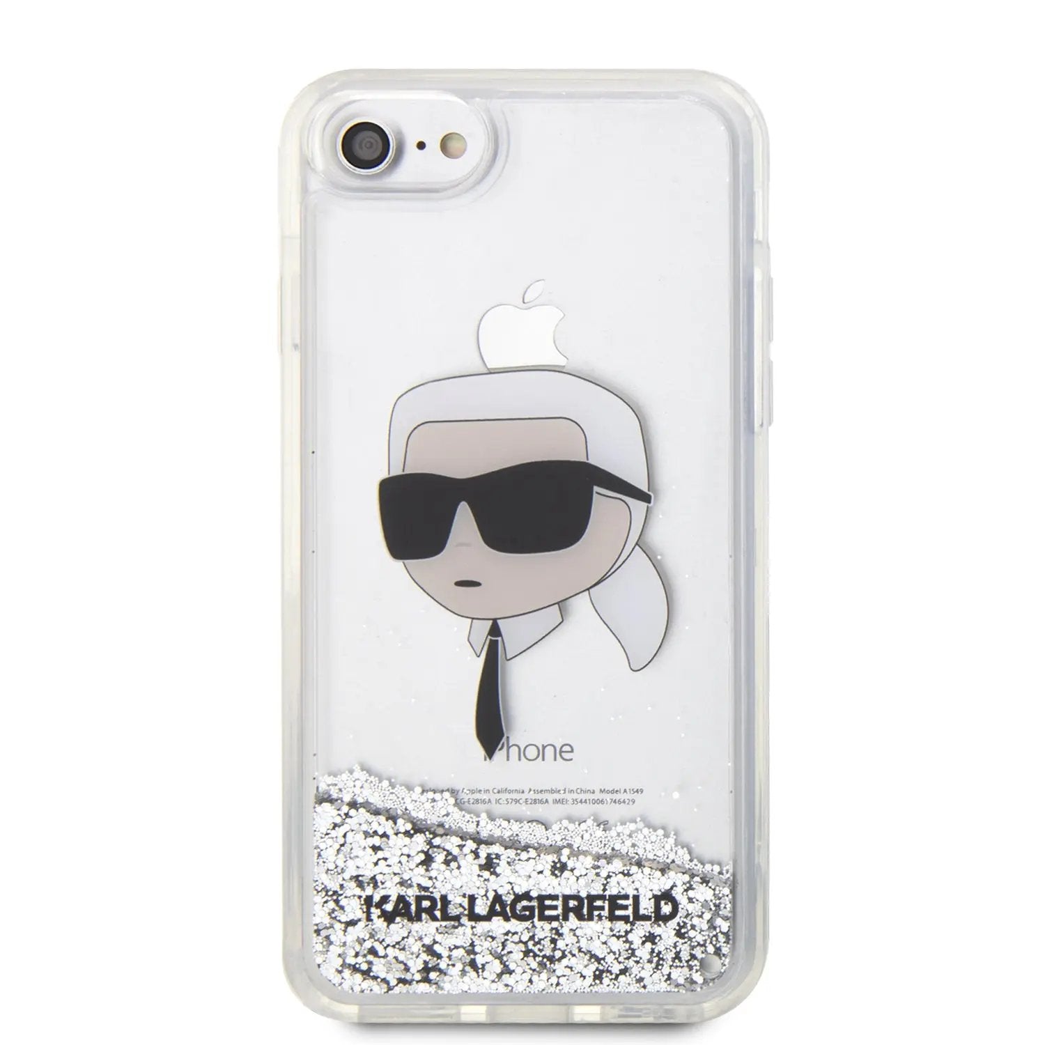 Karl Lagerfeld Ikonik Case Karl’s Head Θήκη προστασίας από σκληρό πλαστικό – iPhone 7/8/SE (Clear Silver/Glitter) – PhoneBazaar