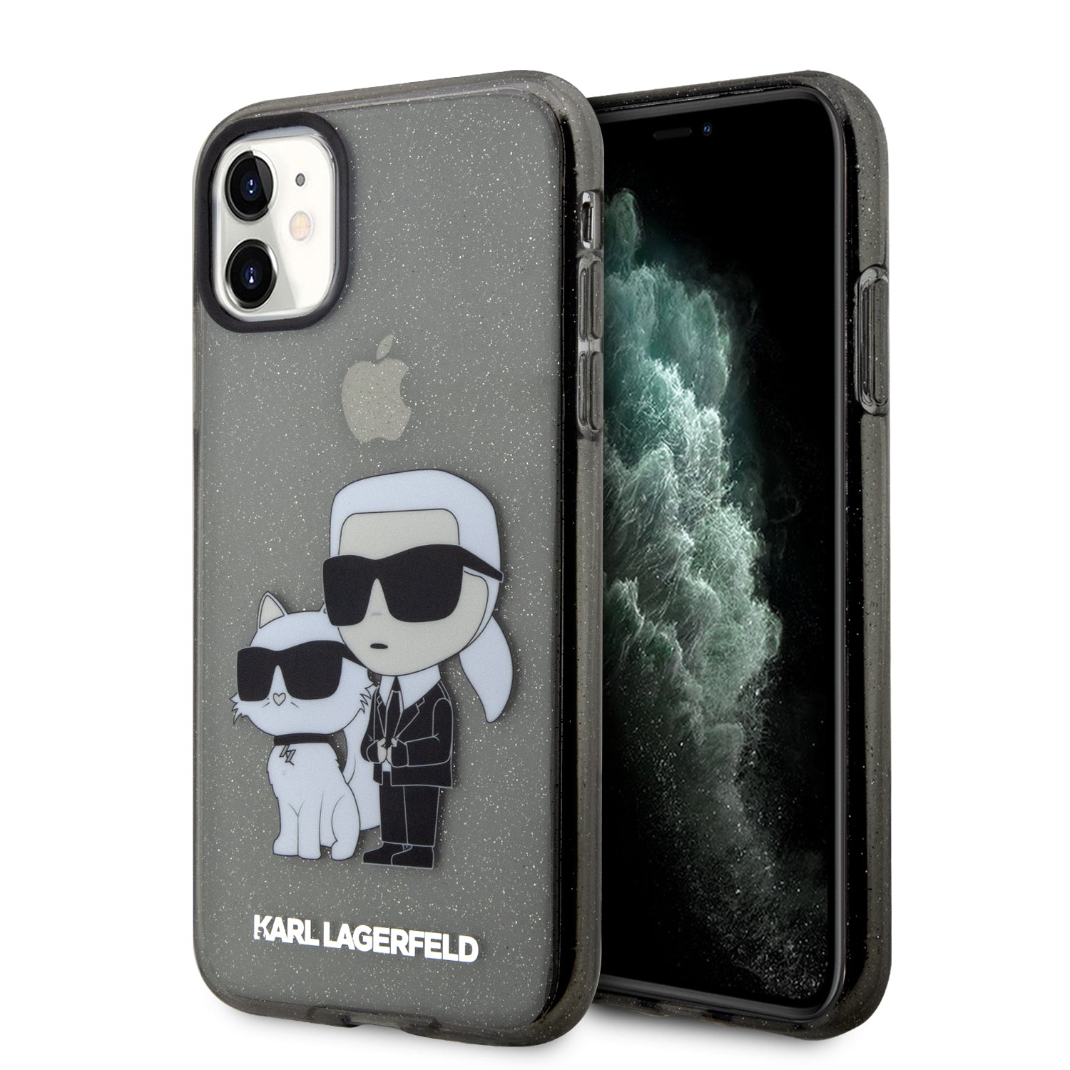 Karl Lagerfeld Rubber Case Nft Karl + Choupette Θήκη Προστασίας Από Σκληρό Πλαστικό – Iphone 11 (Clear Black/Glitter) – Θήκη για κινητό από το PhoneBazaar.gr
