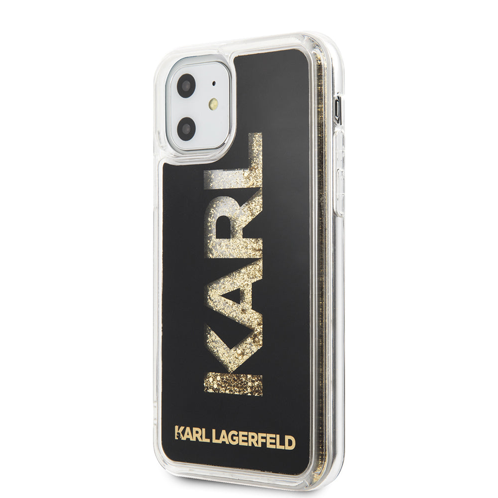 Karl Lagerfeld "Karl Logo Glitter Cover" Hard Case Θήκη προστασίας από σιλικόνη – iPhone 11 (Clear Glitter / Black / Gold)