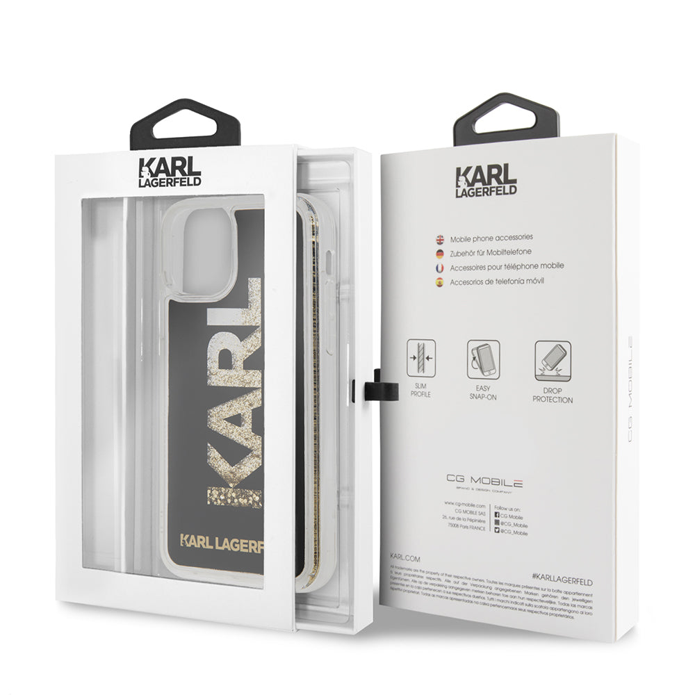 Karl Lagerfeld "Karl Logo Glitter Cover" Hard Case Θήκη προστασίας από σιλικόνη – iPhone 11 (Clear Glitter / Black / Gold)