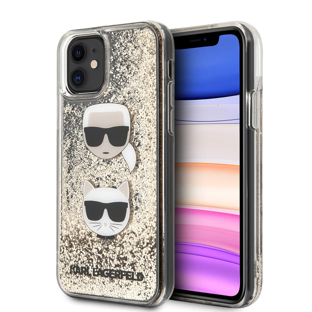 Karl Lagerfeld Liquid Glitter Case 2 Heads Θήκη Προστασίας – Iphone 11 (Black/Glitter – Gold Klhcn61Kcglgo) – Θήκη για κινητό από το PhoneBazaar.gr