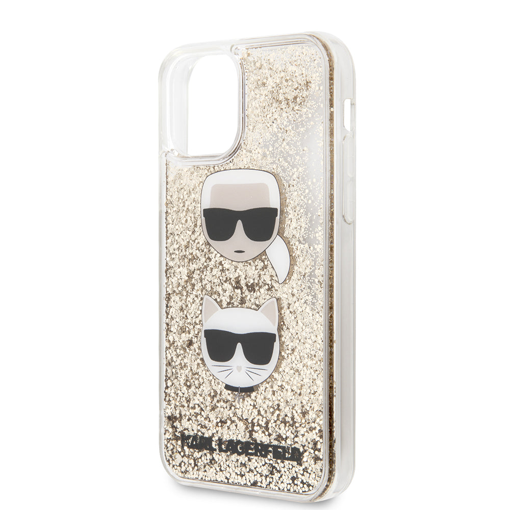 Karl Lagerfeld Liquid Glitter Case 2 Heads Θήκη προστασίας – iPhone 11 (Black/Glitter – Gold KLHCN61KCGLGO)