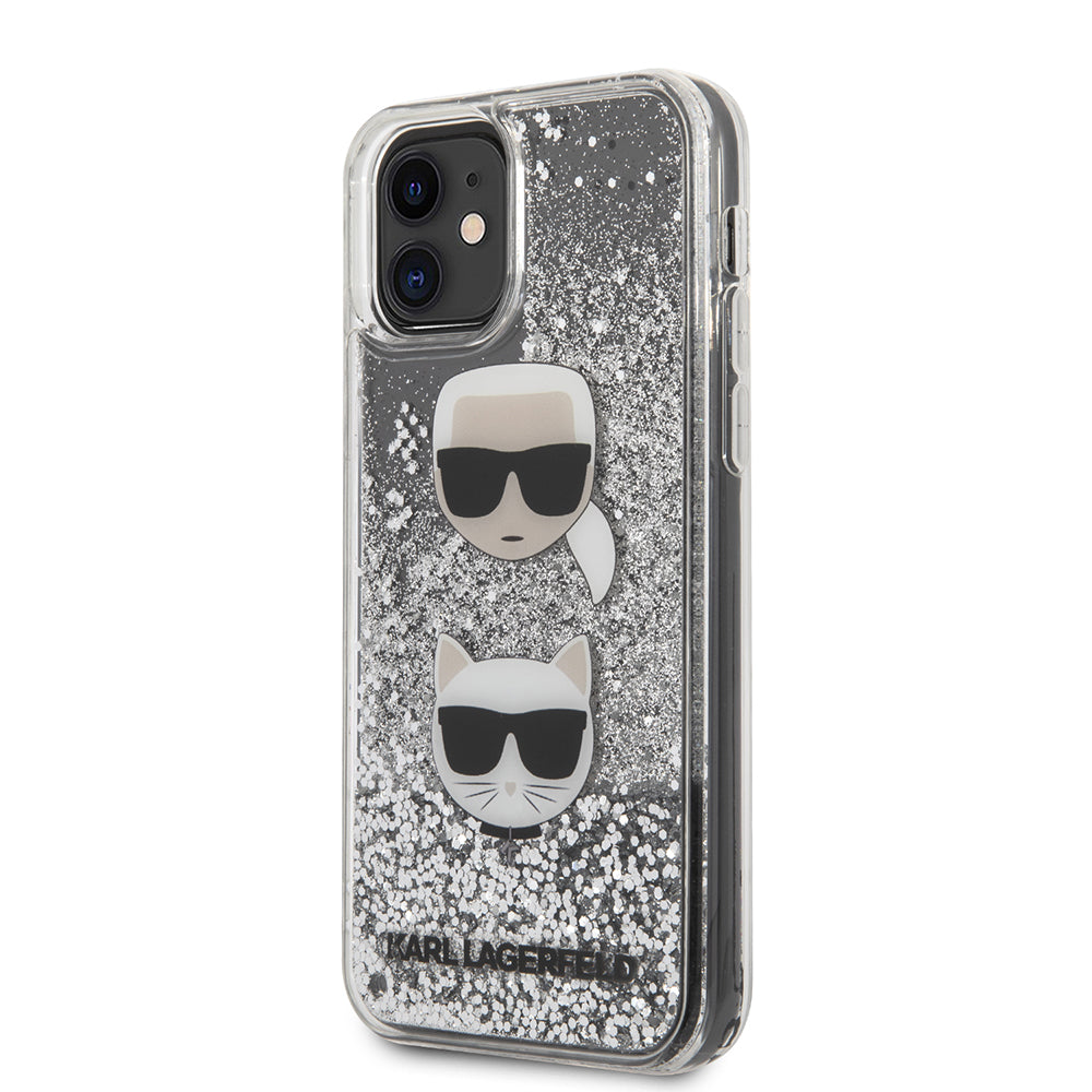 Karl Lagerfeld Liquid Glitter Case 2 Heads Θήκη προστασίας – iPhone 11 (Black/Glitter Silver – KLHCN61KCGLSL)