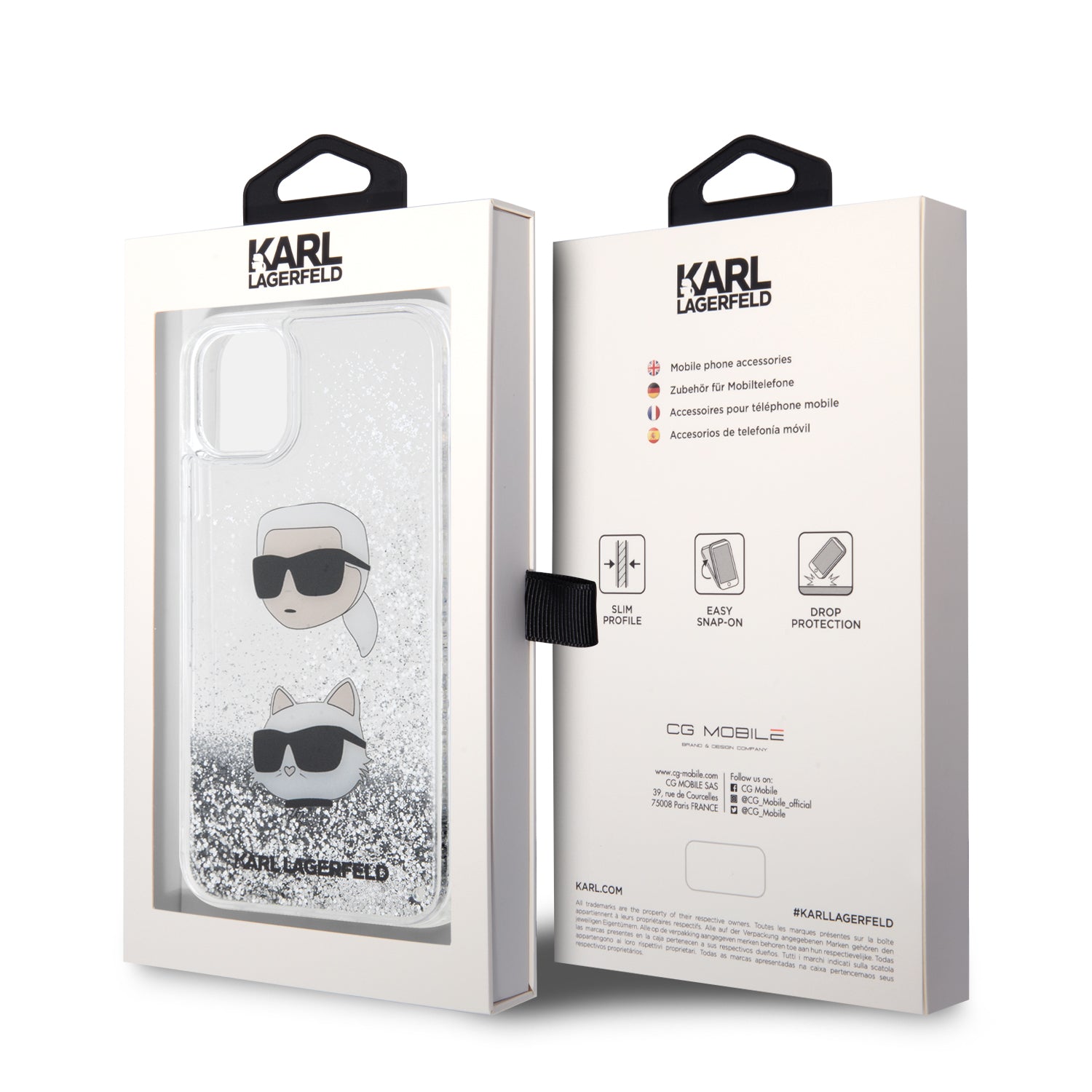 Karl Lagerfeld Karl + Choupette Liquid Glitter Case Θήκη προστασίας από σιλικόνη – iPhone 11 (Black – KLHCN61LDHKCNS)