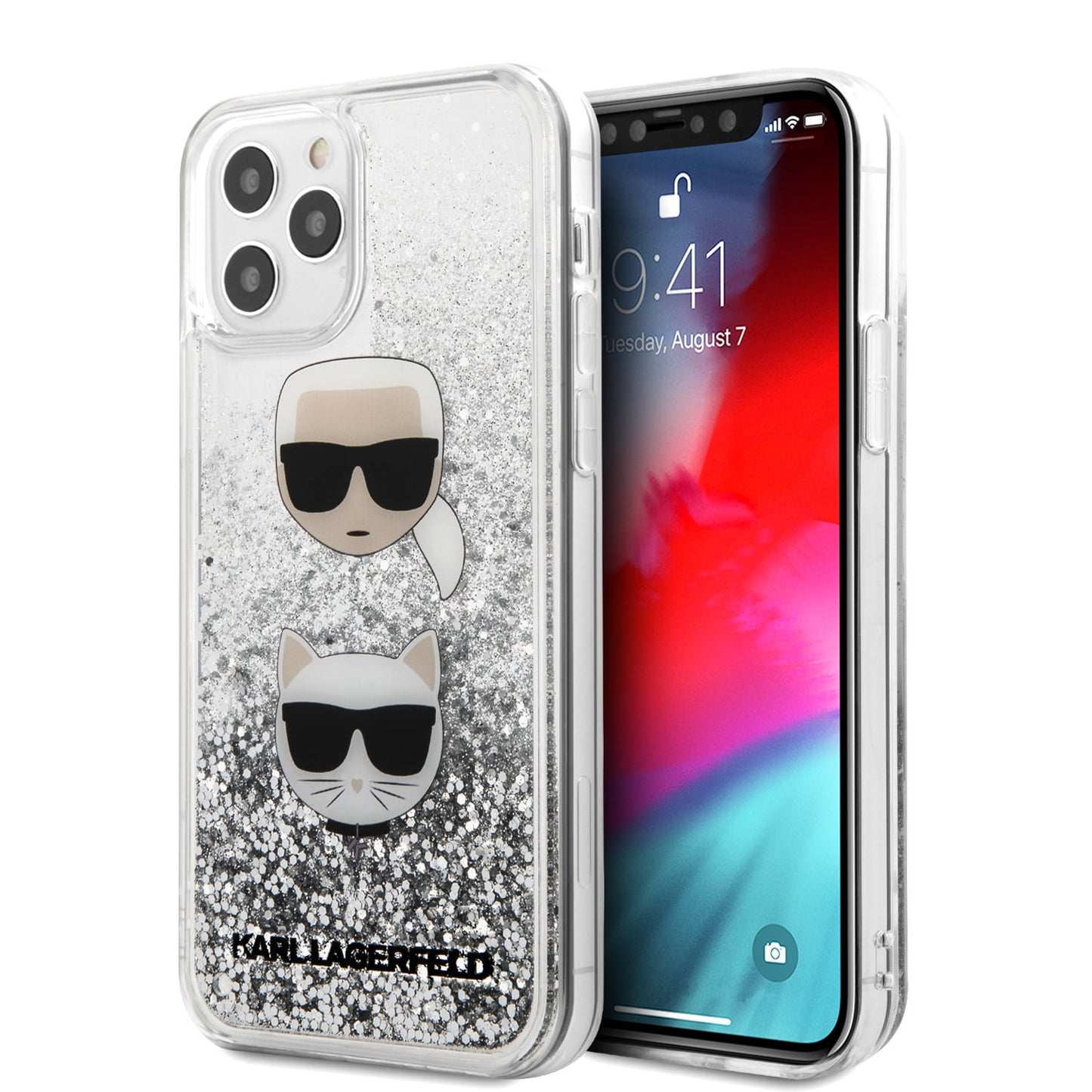 Karl Lagerfeld Liquid Glitter Case 2 Heads Θήκη Προστασίας – Iphone 12 Pro Max (Clear/Glitter Silver) – Θήκη για κινητό από το PhoneBazaar.gr