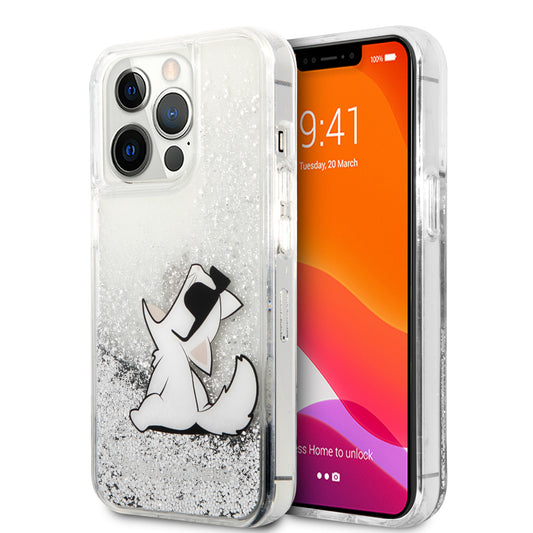 Karl Lagerfeld "Choupette Fun" Hard Case Θήκη Προστασίας Από Σιλικόνη – Iphone 13 Pro (Clear/Glitter Silver) – Θήκη για κινητό από το PhoneBazaar.gr