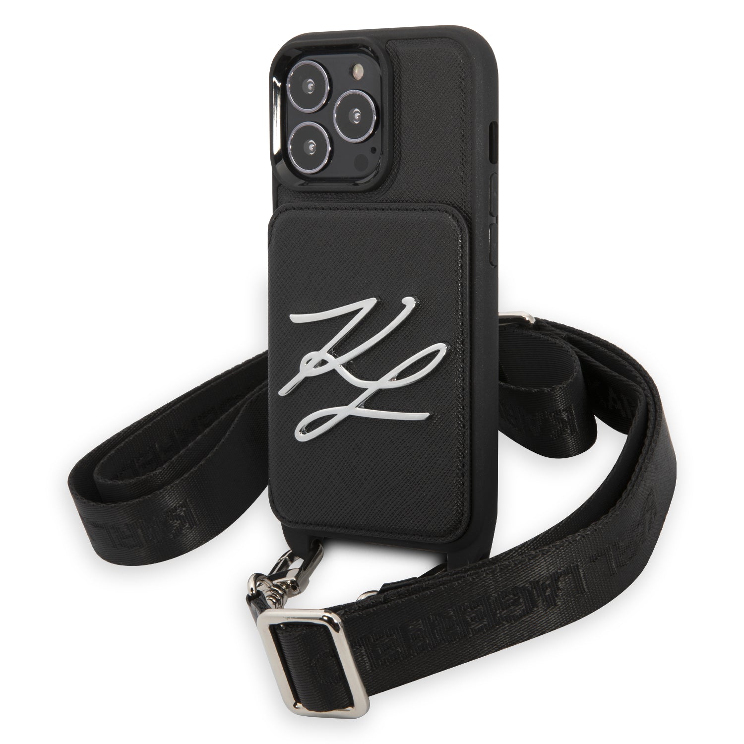 Karl Lagerfeld Crossbody Autograph Saffiano Hard Case Karl'S Head Θήκη Προστασίας Από Δερματίνη Με Λουράκι – Iphone 13 Pro (Μαύρο - Klhcp13Lsaklck) – Θήκη για κινητό από το PhoneBazaar.gr