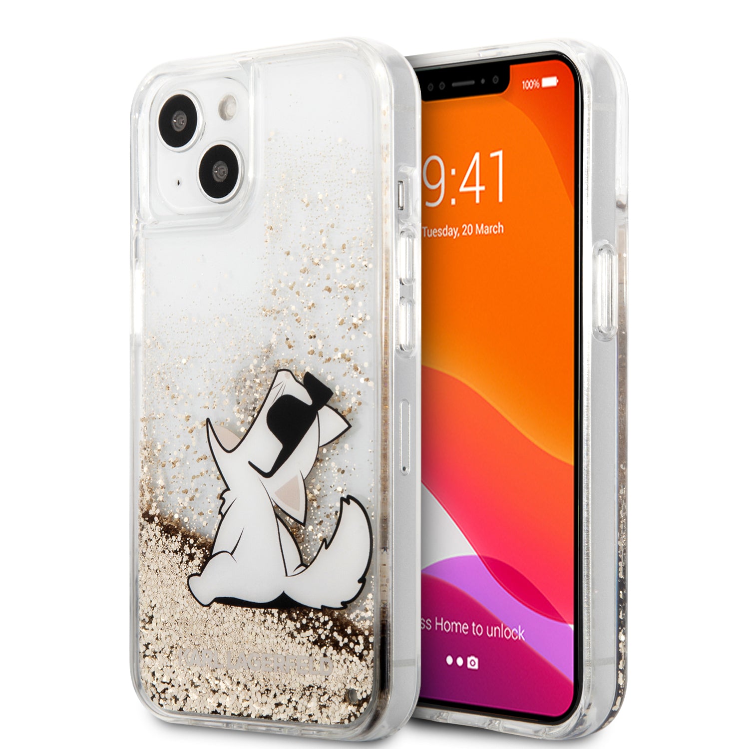 Karl Lagerfeld Liquid Glitter Case Choupette Fun Θήκη Προστασίας – Iphone 13 (Clear/Glitter Gold) – Θήκη για κινητό από το PhoneBazaar.gr