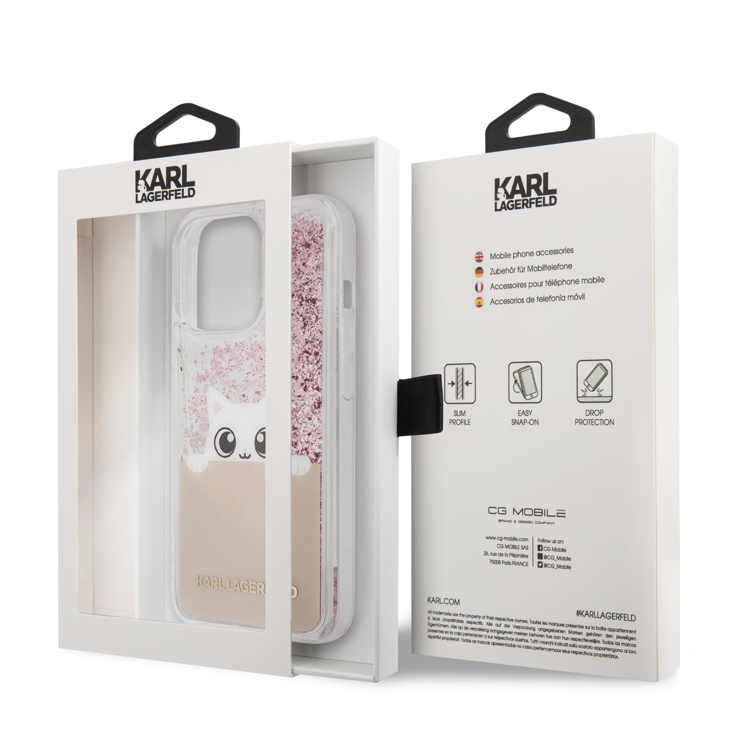 Karl Lagerfeld Liquid Glitter Case "Peek a Boo Cover" Θήκη προστασίας – iPhone 13 Pro Max (Clear/Glitter Pink)