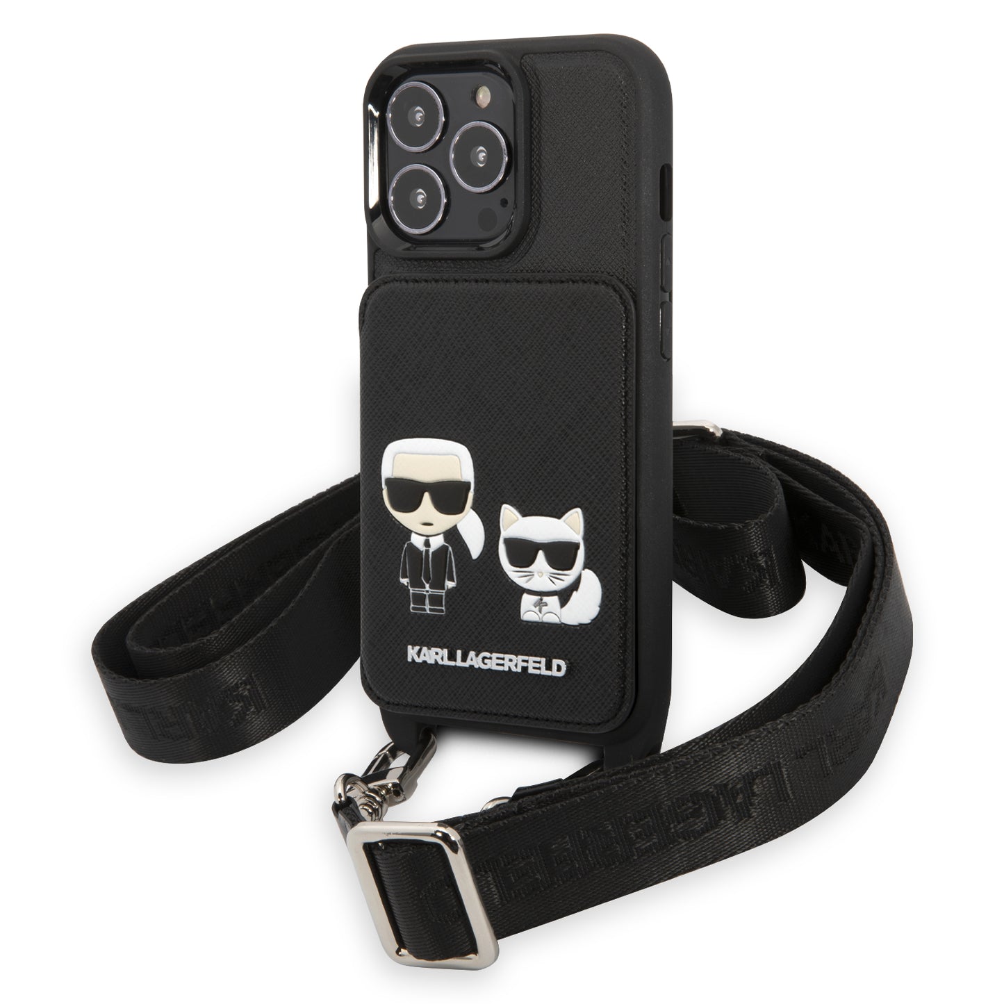 Karl Lagerfeld Crossbody Embossed K+C Saffiano Hard Case Karl'S Head Θήκη Προστασίας Από Δερματίνη Με Λουράκι – Iphone 13 Pro Max (Μαύρο - Klhcp13Xsakchsk) – Θήκη για κινητό από το PhoneBazaar.gr