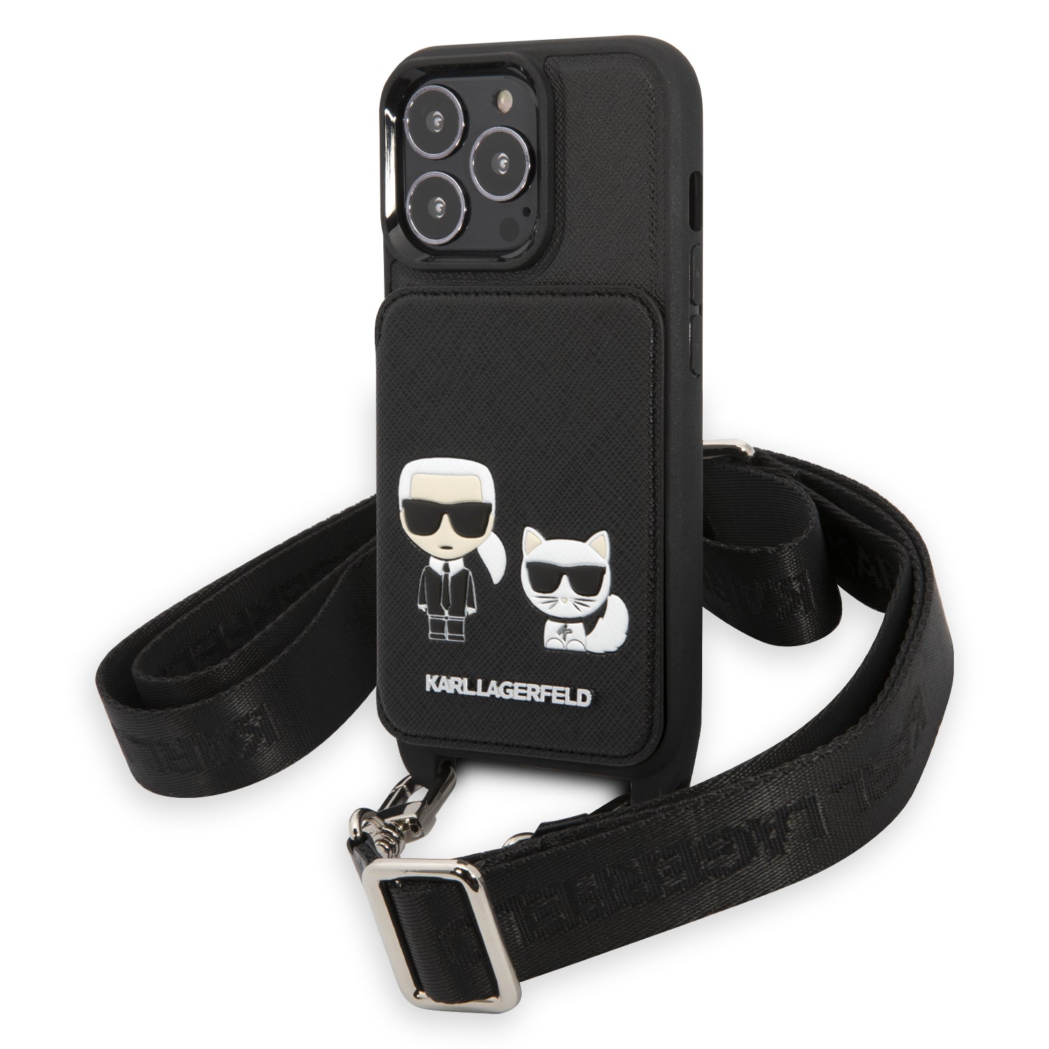 Karl Lagerfeld Crossbody Embossed K+C Saffiano Hard Case Karl'S Head Θήκη Προστασίας Από Δερματίνη Με Λουράκι – Iphone 13 Pro Max (Μαύρο - Klhcp13Xsakchsk) – Θήκη για κινητό από το PhoneBazaar.gr