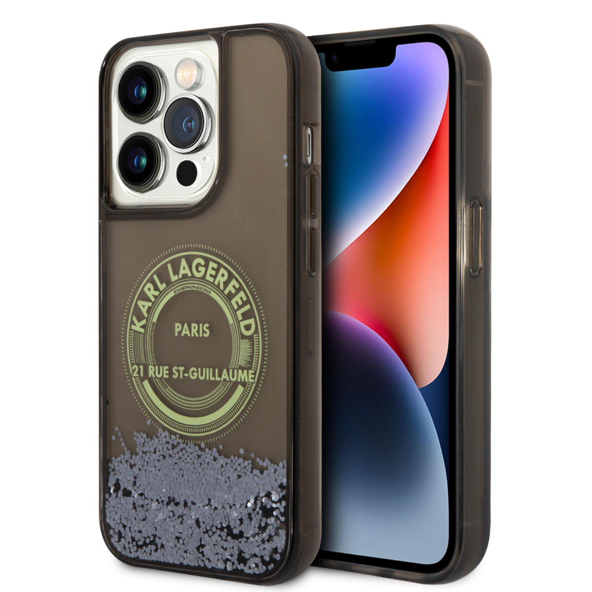 Karl Lagerfeld Liquid Glitter “St.Guillaume Logo Collection” Translucent Case Θήκη Προστασίας – Iphone 14 Pro (Clear Black/Glitter) – Θήκη για κινητό από το PhoneBazaar.gr