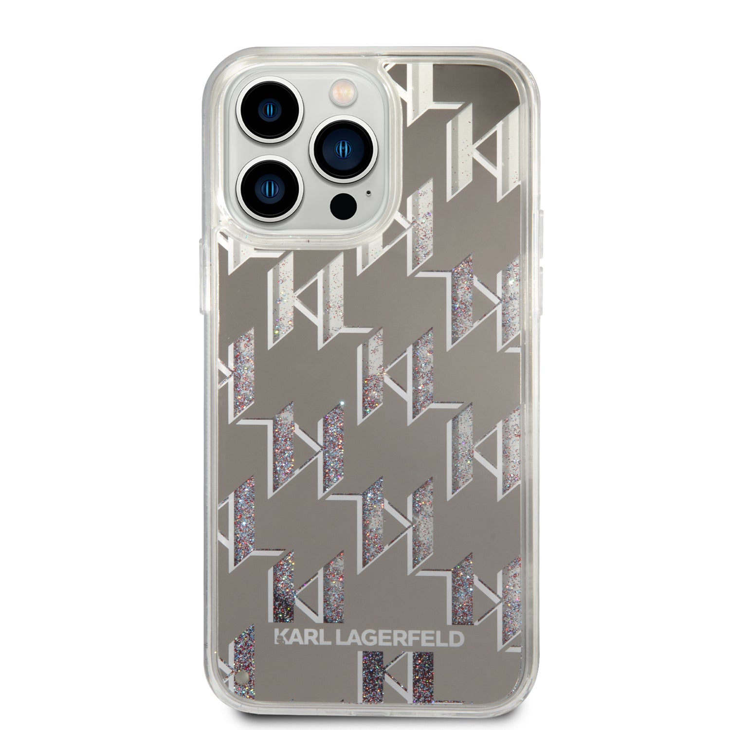 Karl Lagerfeld Monogram Liquid Glitter Case Θήκη προστασίας από σιλικόνη – iPhone 14 Pro Max (Ασημί – KLHCP14XLMNMS)