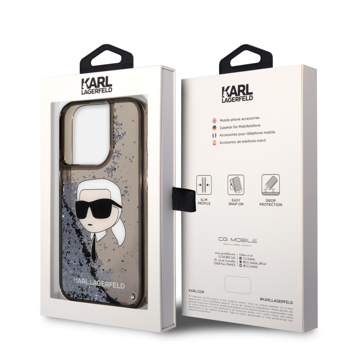 Karl Lagerfeld Ikonik Case Karl's Head Θήκη προστασίας από σκληρό πλαστικό – iPhone 14 Pro Max (Clear Black/Glitter)
