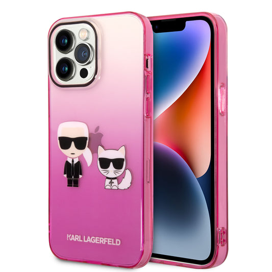 Karl Lagerfeld Ikonik Gradient Transparent Case Karl And Choupette Θήκη Προστασίας Από Σιλικόνη – Iphone 14 Pro Max (Clear / Gradient Pink) – Θήκη για κινητό από το PhoneBazaar.gr
