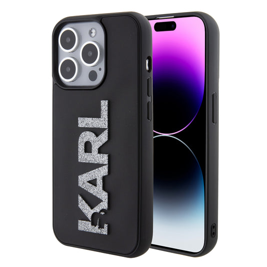 Karl Lagerfeld “Karl 3D Logo Glitter Cover” Hard Case Θήκη Προστασίας Από Σιλικόνη – Iphone 15 Pro (Glitter / Black – Klhcp15L3Dmbkck) – Θήκη για κινητό από το PhoneBazaar.gr