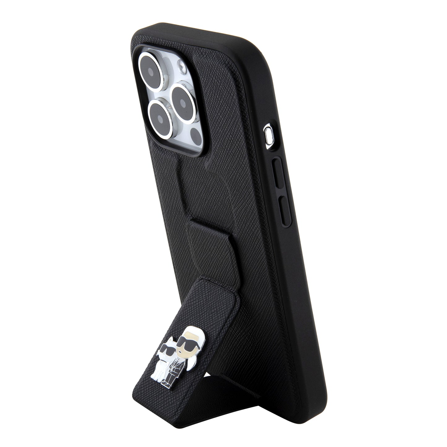 Karl Lagerfeld Karl + Choupette Metal Pin Saffiano Gripstand Case Θήκη Προστασίας Από Δερματίνη – Iphone 15 Pro (Black – Klhcp15Lgsakcpk) – Θήκη για κινητό από το PhoneBazaar.gr