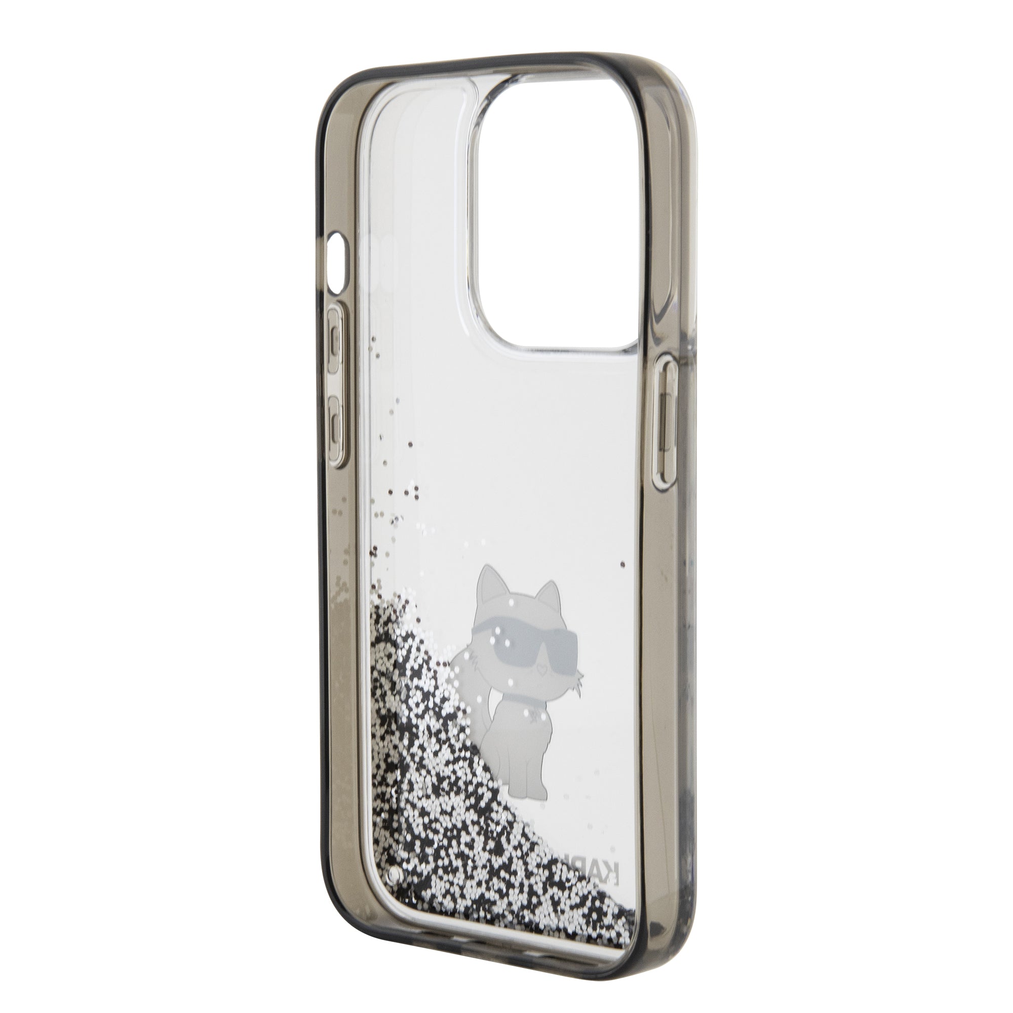 Karl Lagerfeld Ikonik Case Choupette Θήκη προστασίας από Liquid σιλικόνη – iPhone 15 Pro (Clear / Silver Glitter – KLHCP15LLKCNSK)