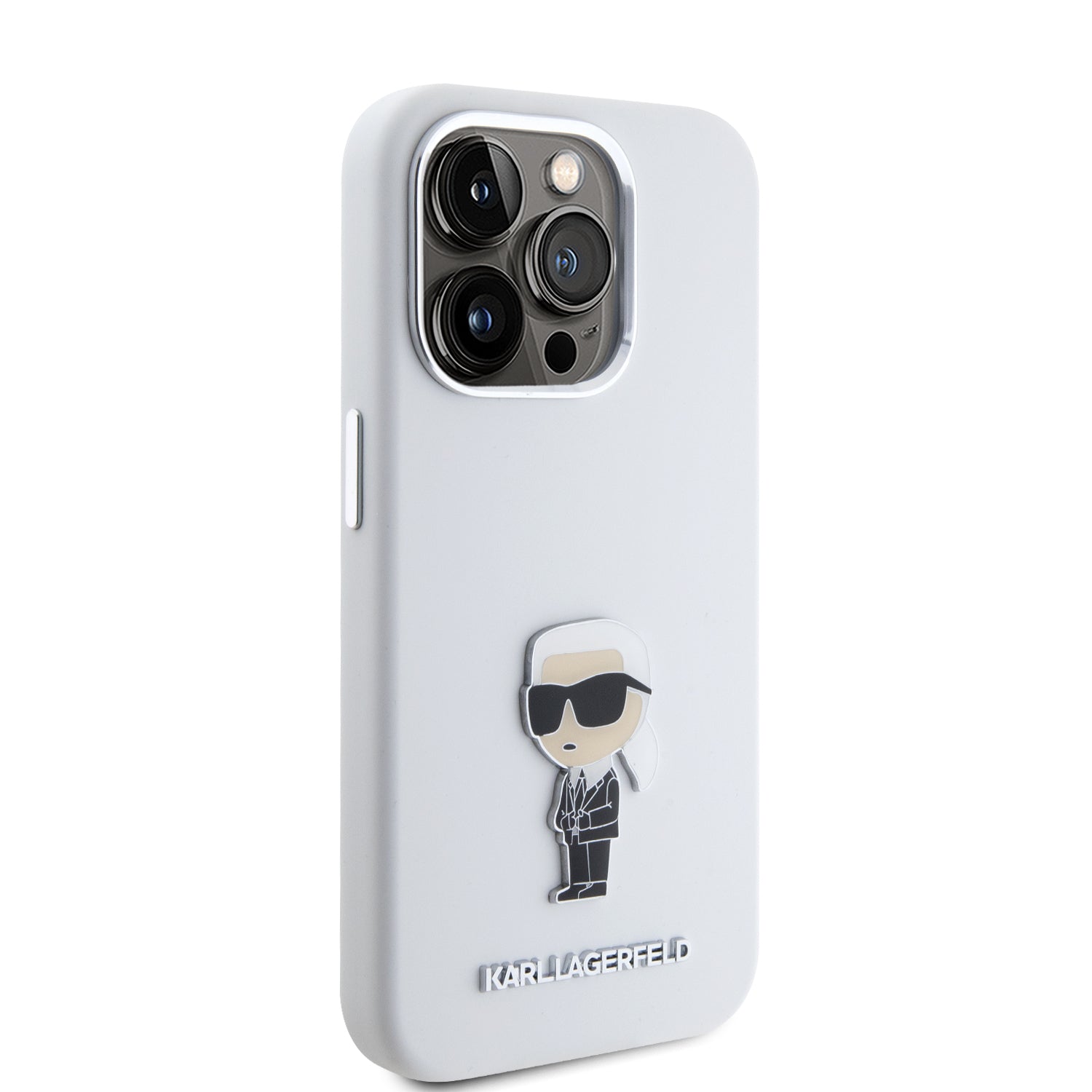 Karl Lagerfeld Ikonik Metal Pin Hard Case Θήκη προστασίας από σιλικόνη  – iPhone 15 Pro (White – KLHCP15LSMHKNPH)