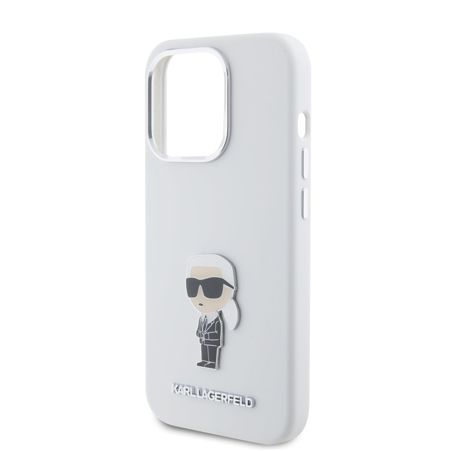 Karl Lagerfeld Ikonik Metal Pin Hard Case Θήκη προστασίας από σιλικόνη  – iPhone 15 Pro (White – KLHCP15LSMHKNPH)
