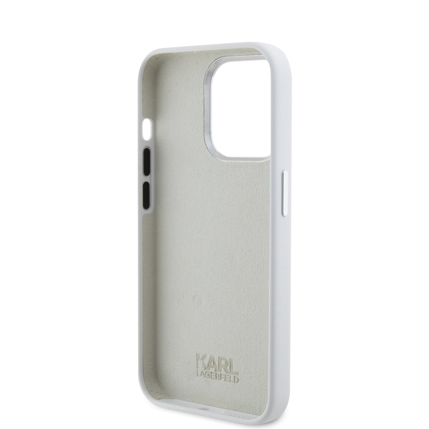 Karl Lagerfeld Ikonik Metal Pin Hard Case Θήκη προστασίας από σιλικόνη  – iPhone 15 Pro (White – KLHCP15LSMHKNPH)