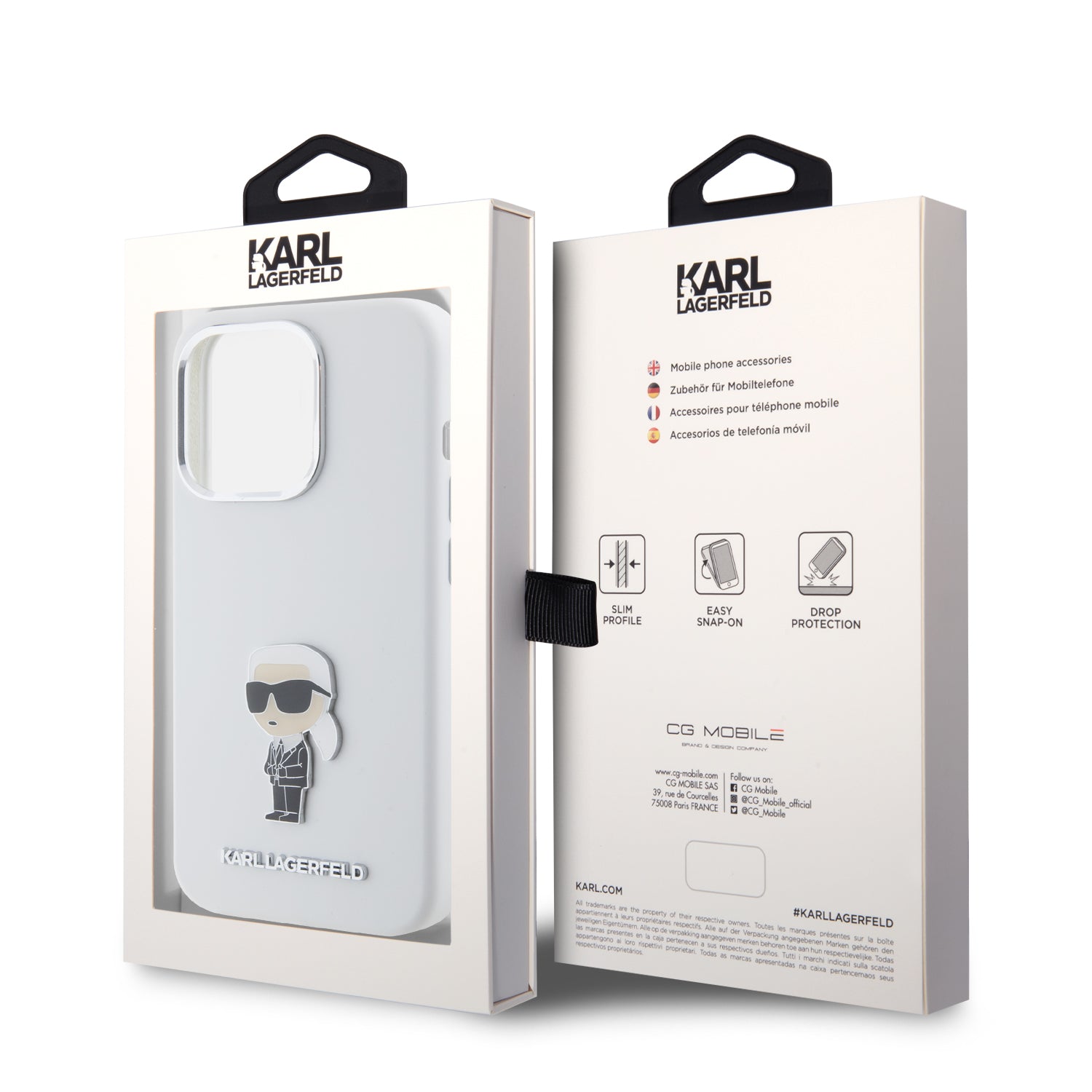 Karl Lagerfeld Ikonik Metal Pin Hard Case Θήκη προστασίας από σιλικόνη  – iPhone 15 Pro (White – KLHCP15LSMHKNPH)
