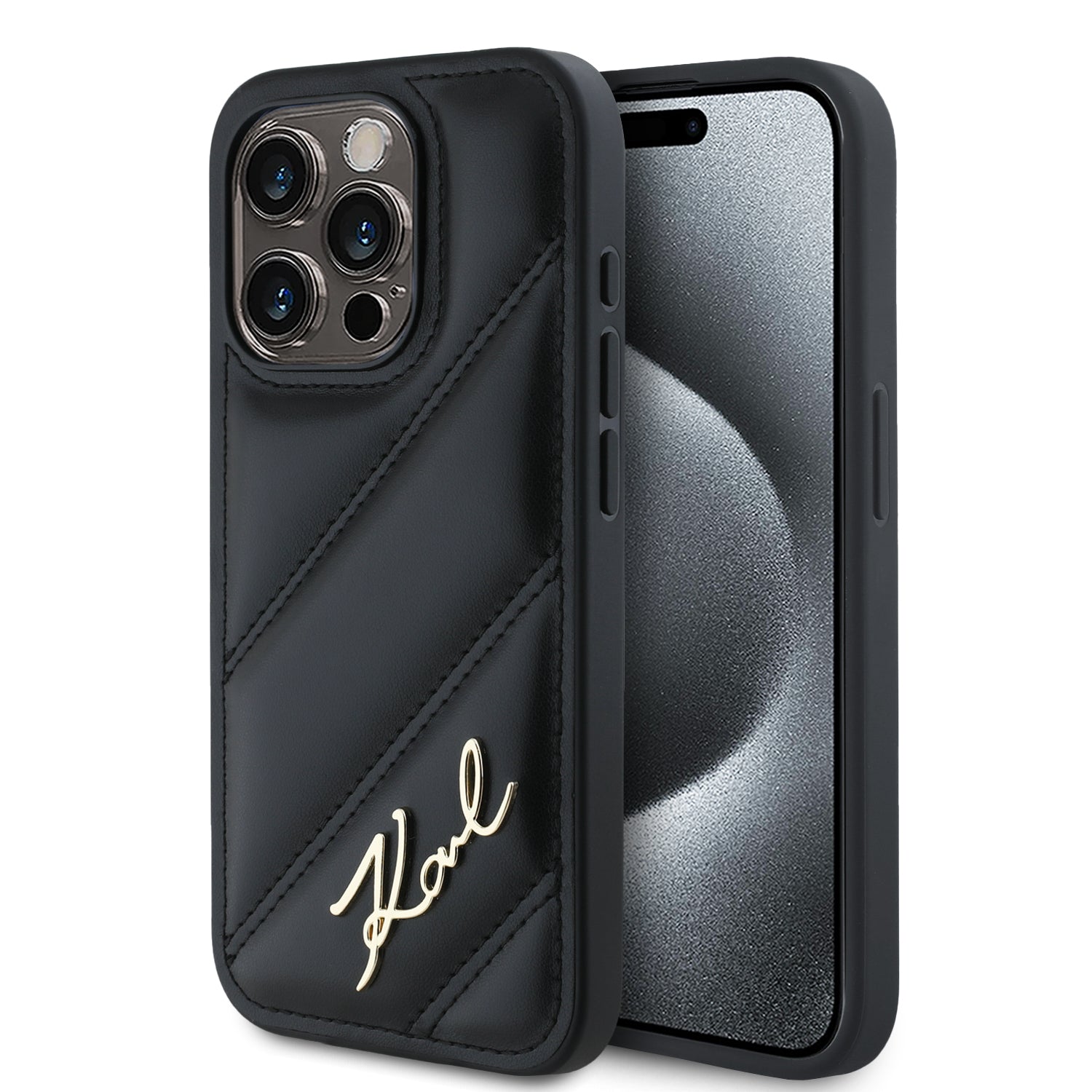 Karl Lagerfeld “Quilted Metal Signature Logo Collection” Case Θήκη Προστασίας Από Δερματίνη – Iphone 15 Pro Max (Μαύρο – Klhcp15Xpqdsmgk) – Θήκη για κινητό από το PhoneBazaar.gr