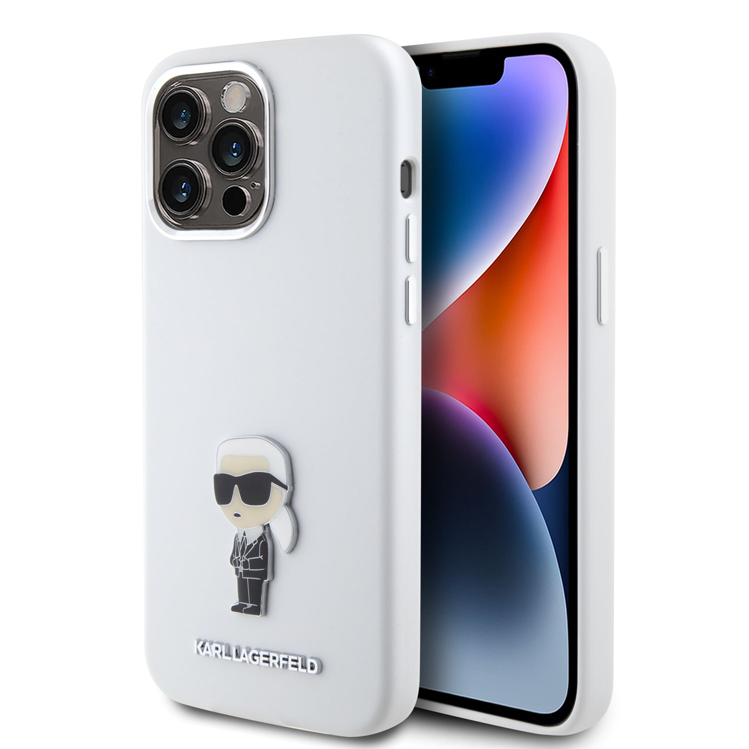 Karl Lagerfeld Ikonik Metal Pin Hard Case Θήκη Προστασίας Από Σιλικόνη  – Iphone 15 Pro Max (White – Klhcp15Xsmhknph) – Θήκη για κινητό από το PhoneBazaar.gr