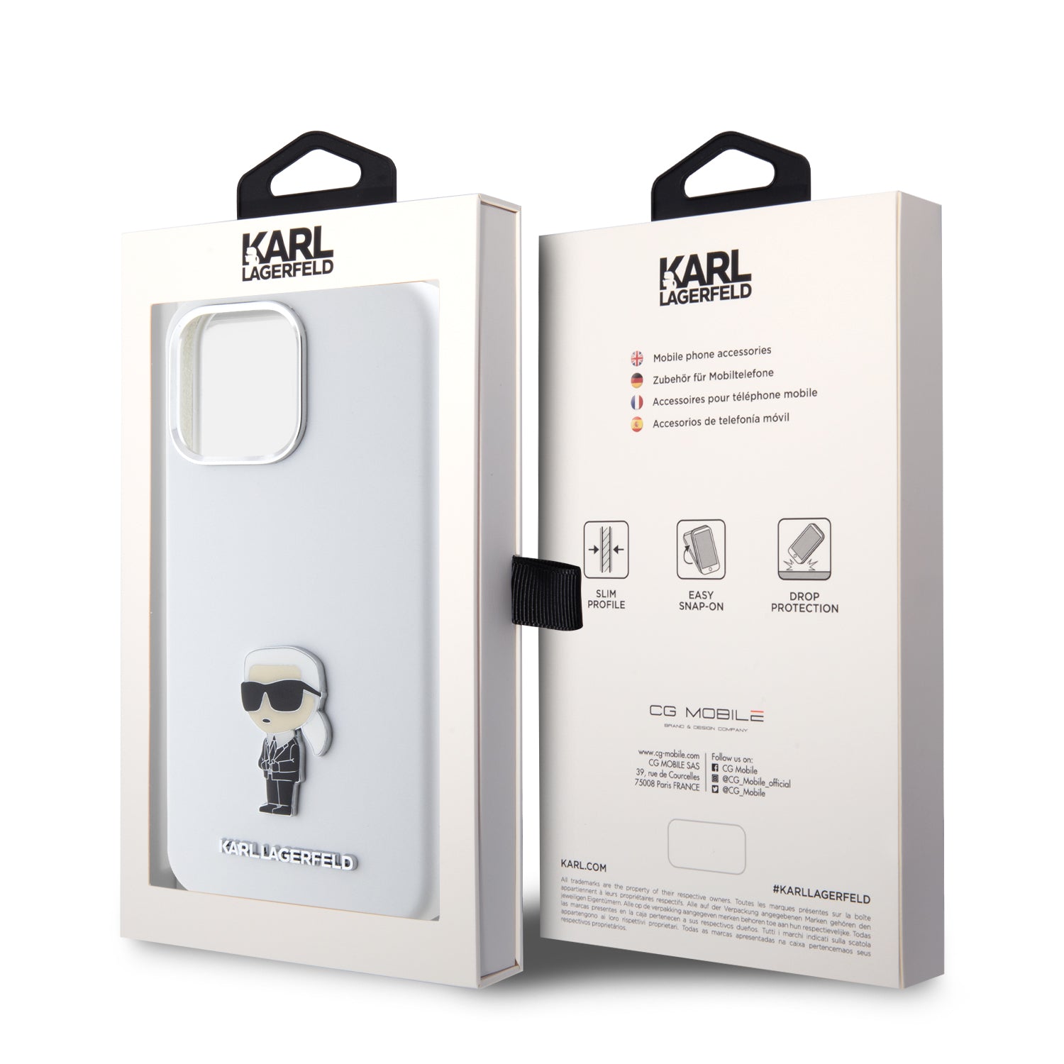 Karl Lagerfeld Ikonik Metal Pin Hard Case Θήκη προστασίας από σιλικόνη  – iPhone 15 Pro Max (White – KLHCP15XSMHKNPH)