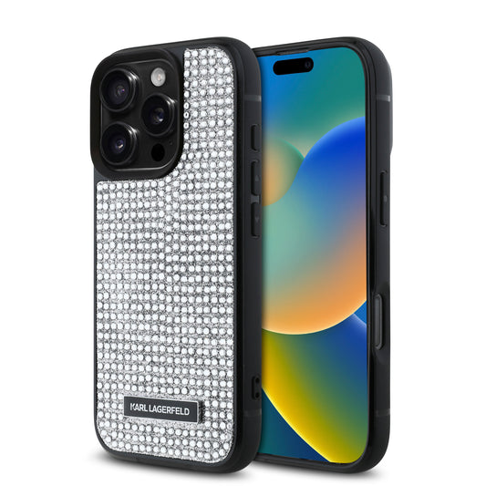 Karl Lagerfeld “Rhinestones Metal Plate Logo Collection” Θήκη Προστασίας Για Iphone 16 Pro (Ασημί – Klhcp16Lhdsplg) – Θήκη για κινητό από το PhoneBazaar.gr