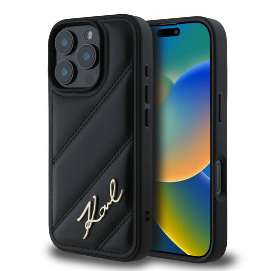 Karl Lagerfeld “Quilted Metal Signature Logo Collection” Case Θήκη Προστασίας Από Δερματίνη – Iphone 16 Pro (Μαύρο – Klhcp16Lpqdsmgk) – Θήκη για κινητό από το PhoneBazaar.gr