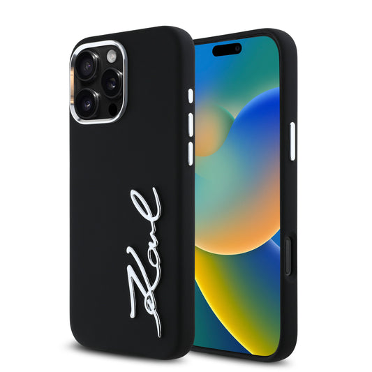Karl Lagerfeld “Signature Metal Logo Collection” Hard Case Θήκη Προστασίας Από Σιλικόνη – Iphone 16 Pro (Μαύρο – Klhcp16Lscmsmvk) – Θήκη για κινητό από το PhoneBazaar.gr