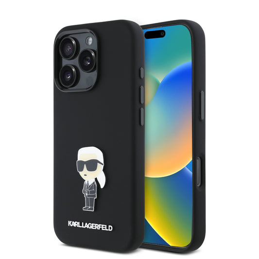 Karl Lagerfeld Ikonik Metal Pin Hard Case Θήκη Προστασίας Από Σιλικόνη – Iphone 16 Pro (Μαύρο – Klhcp16Lsmhknpk) – Θήκη για κινητό από το PhoneBazaar.gr