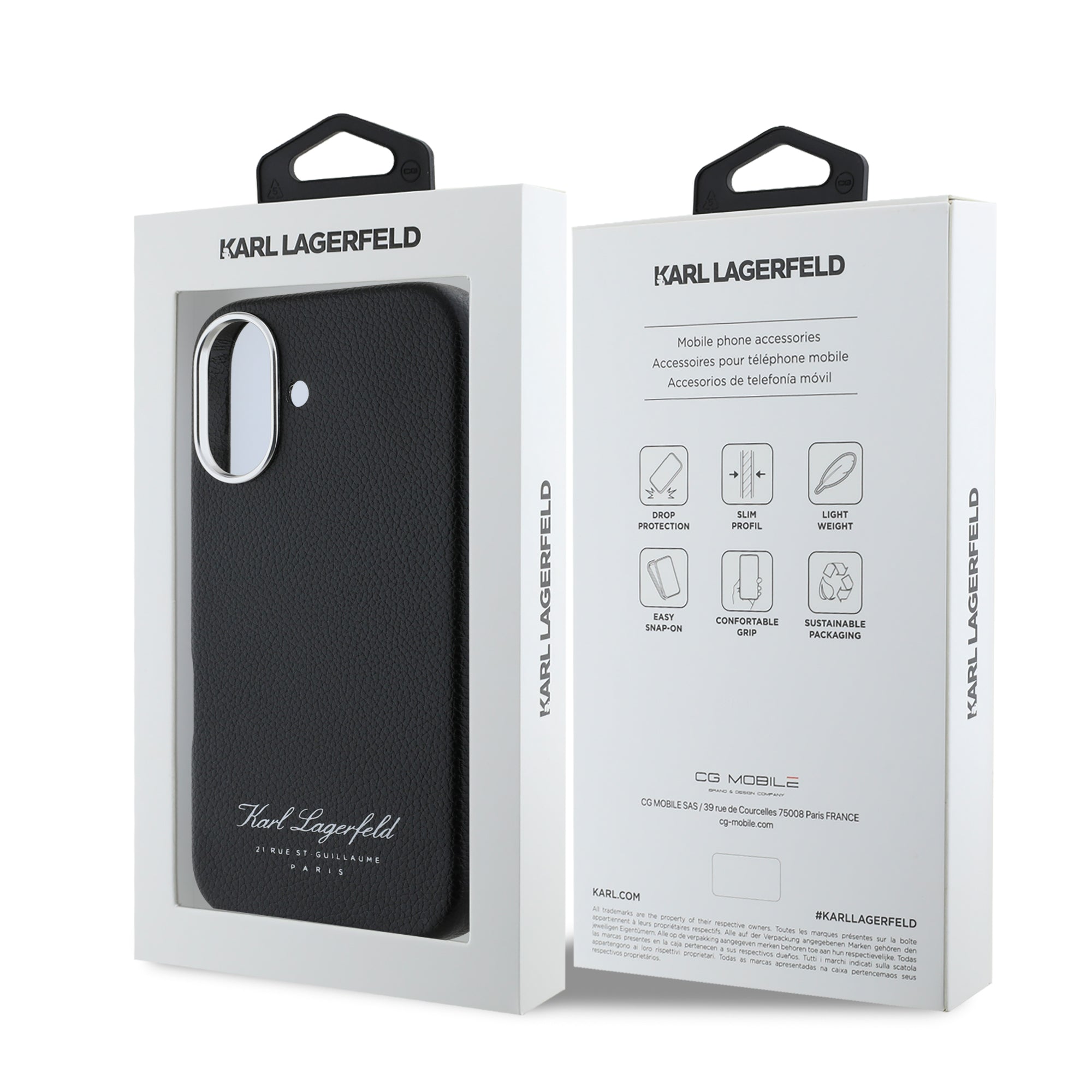 Karl Lagerfeld “Rue St.Guillaume Logo Collection” Θήκη προστασίας από σιλικόνη – iPhone 16 (Μαύρο – KLHCP16SPGWCMKHK)