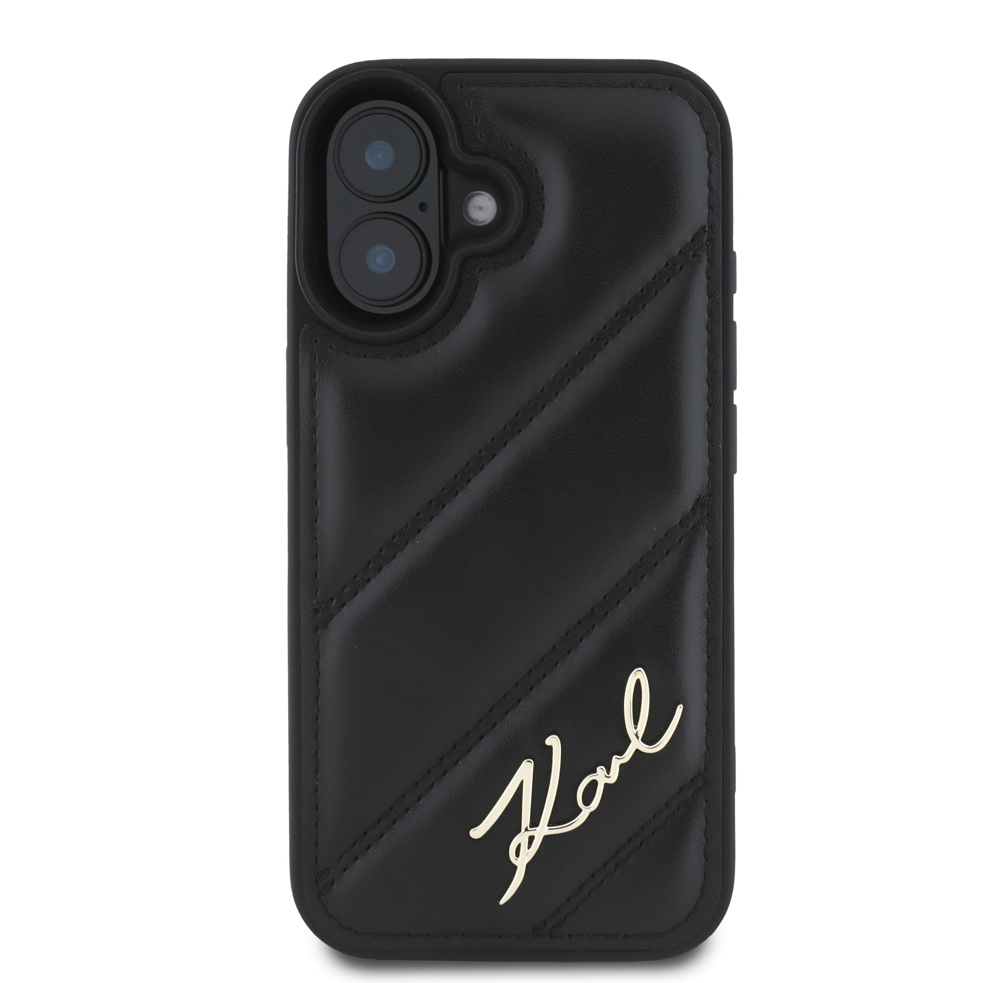 Karl Lagerfeld “Quilted Metal Signature Logo Collection” Case Θήκη προστασίας από δερματίνη – iPhone 16 (Μαύρο – KLHCP16SPQDSMGK)