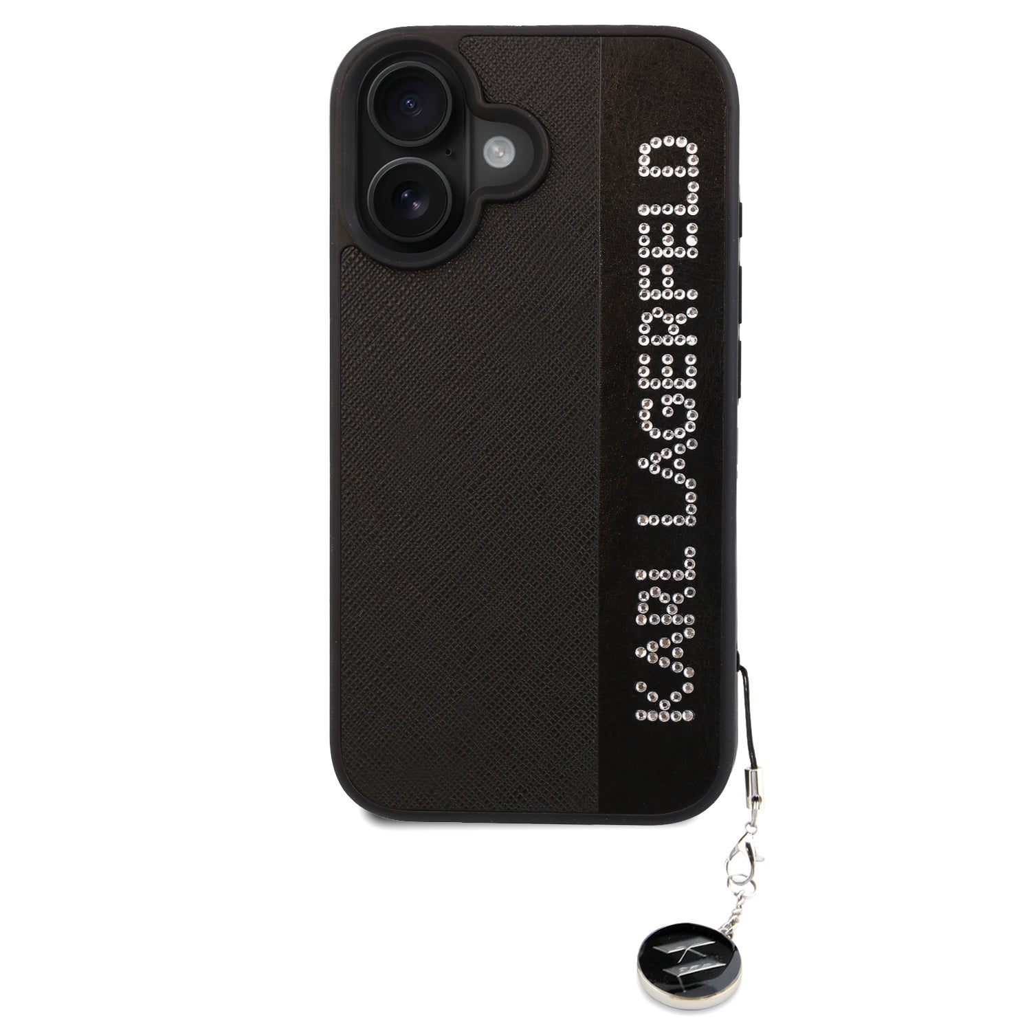 Karl Lagerfeld “Rhinestones and Charm” Θήκη προστασίας από για iPhone 16 με κρεμαστό στολίδι (Μαύρο – KLHCP16SPSAKDGCK)