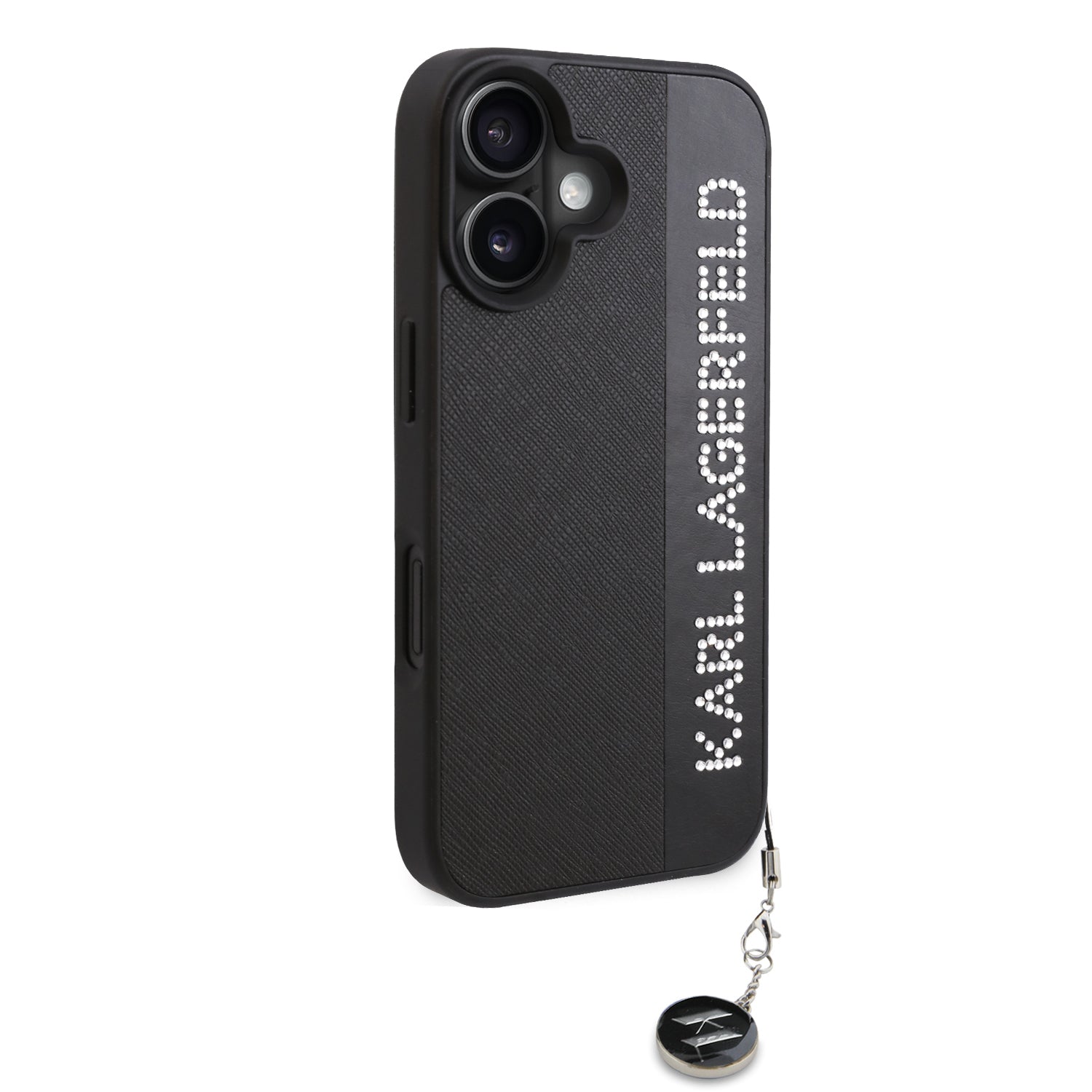 Karl Lagerfeld “Rhinestones and Charm” Θήκη προστασίας από για iPhone 16 με κρεμαστό στολίδι (Μαύρο – KLHCP16SPSAKDGCK)