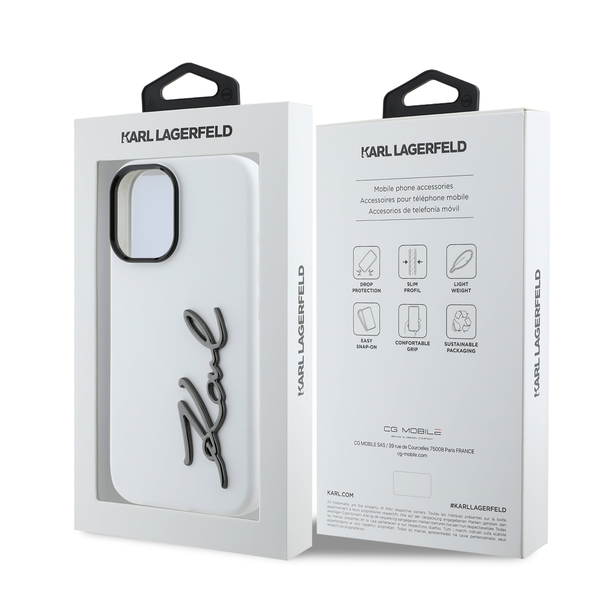 Karl Lagerfeld “Signature Metal Logo Collection” Hard Case Θήκη προστασίας από σιλικόνη – iPhone 16 (Λευκό – KLHCP16LSCMSMVH)
