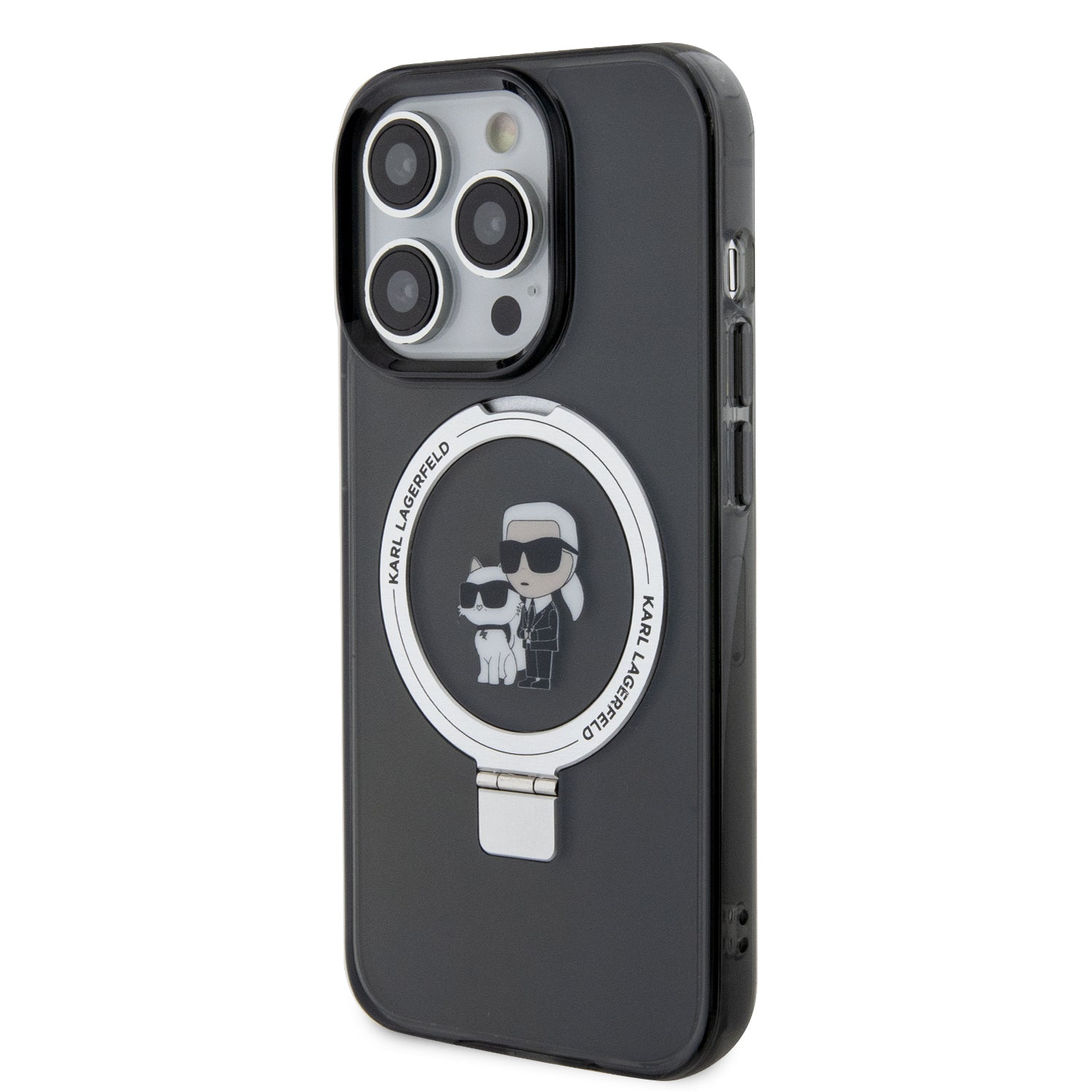 Karl Lagerfeld Magsafe Ringstand Case “Karl & Choupette’S Head” Θήκη Προστασίας Από Σκληρό Πλαστικό Για Iphone 14 Pro Max (Black – Klhmp14Xhmrskck) – Θήκη για κινητό από το PhoneBazaar.gr